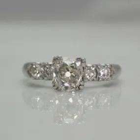 1.15 Carat Art Deco Platinum Diamond Solitaire Engagement Ring