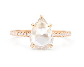 1.37-Carat Rose Cut Pear Diamond Ring (Ready to Ship)