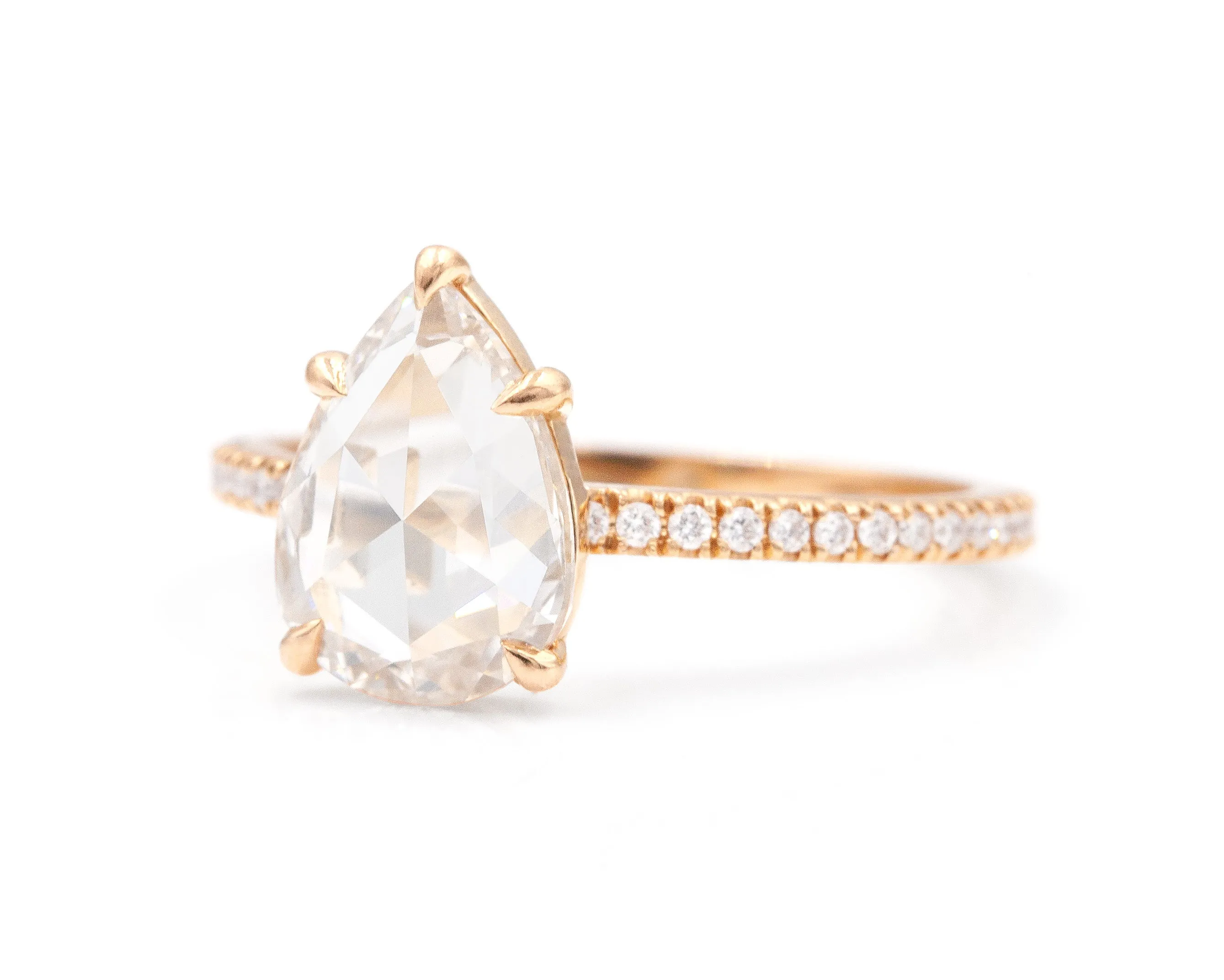 1.37-Carat Rose Cut Pear Diamond Ring (Ready to Ship)