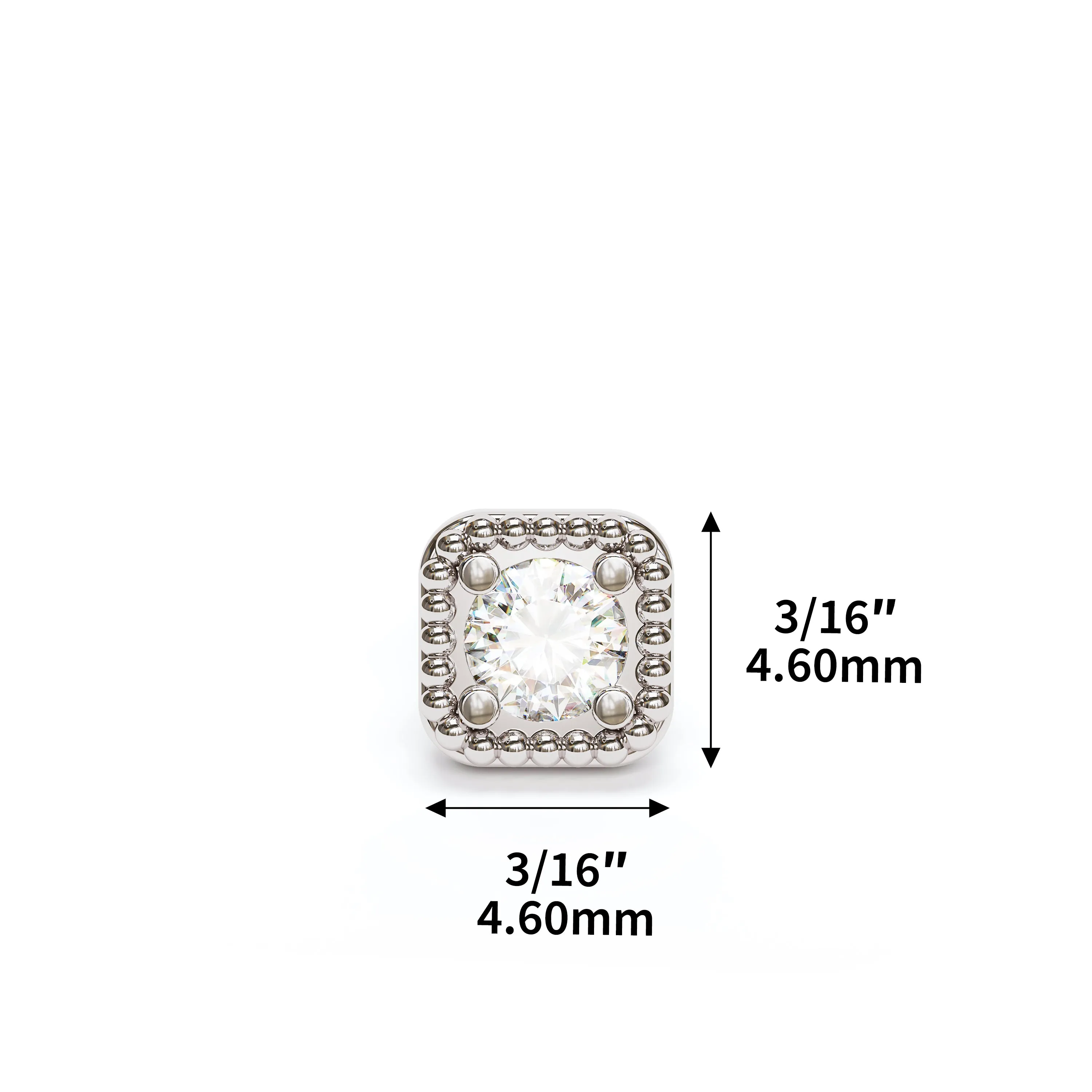 14K Gold Diamond Granule Square Stud