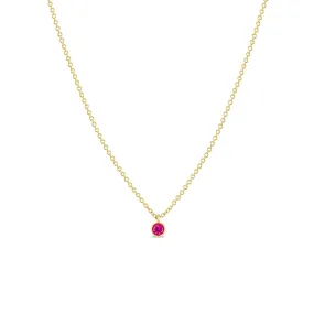 14k Single Pink Sapphire Bezel Pendant Necklace