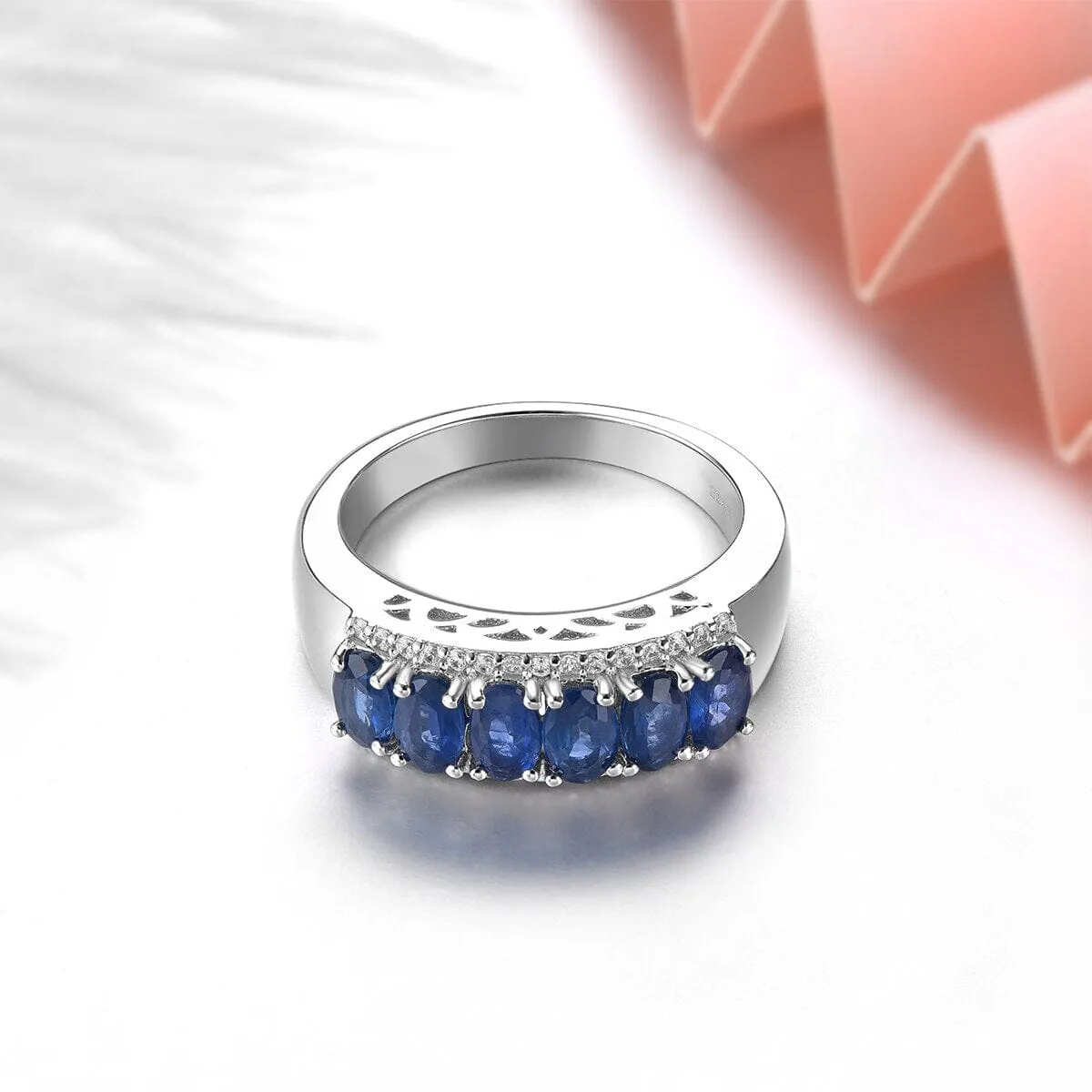 1.8 Carats Sapphire and Tanzanite 925 Sterling Silver Rings