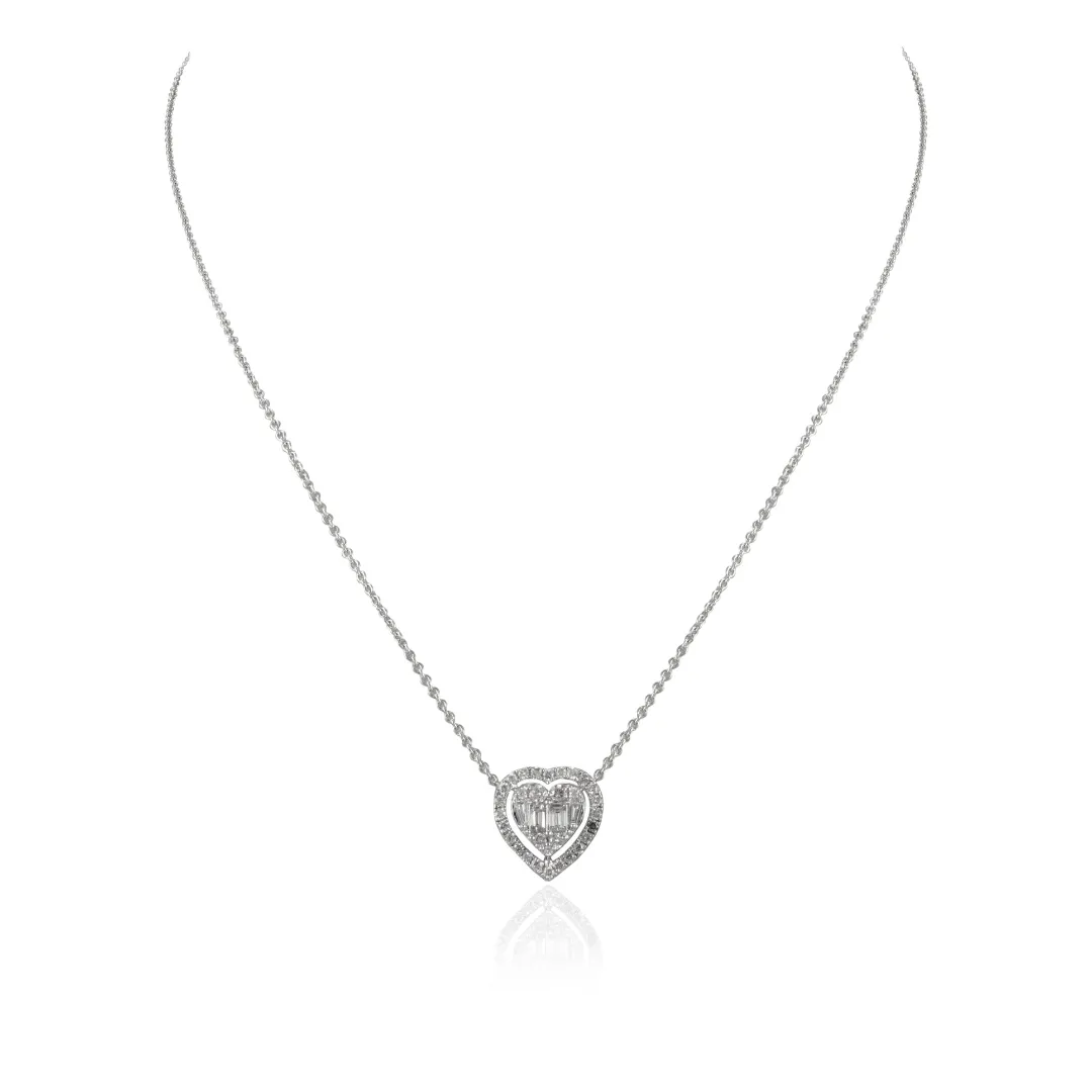 18K Gold Diamond Heart Necklace