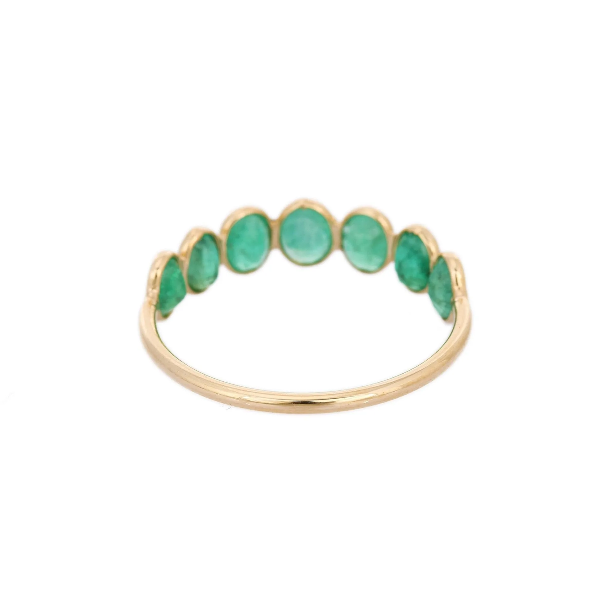 18K Yellow Gold Emerald Half Eternity Band