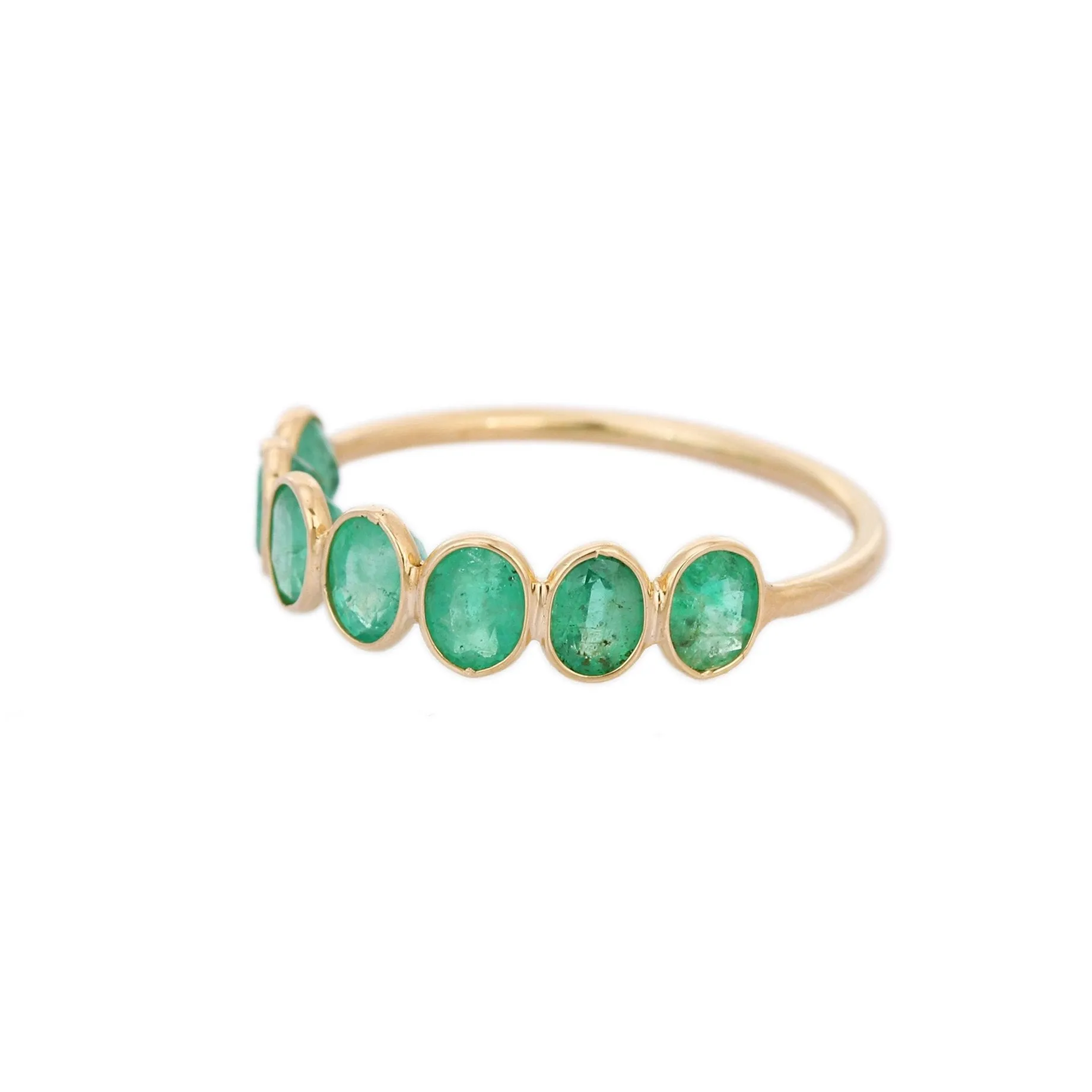 18K Yellow Gold Emerald Half Eternity Band