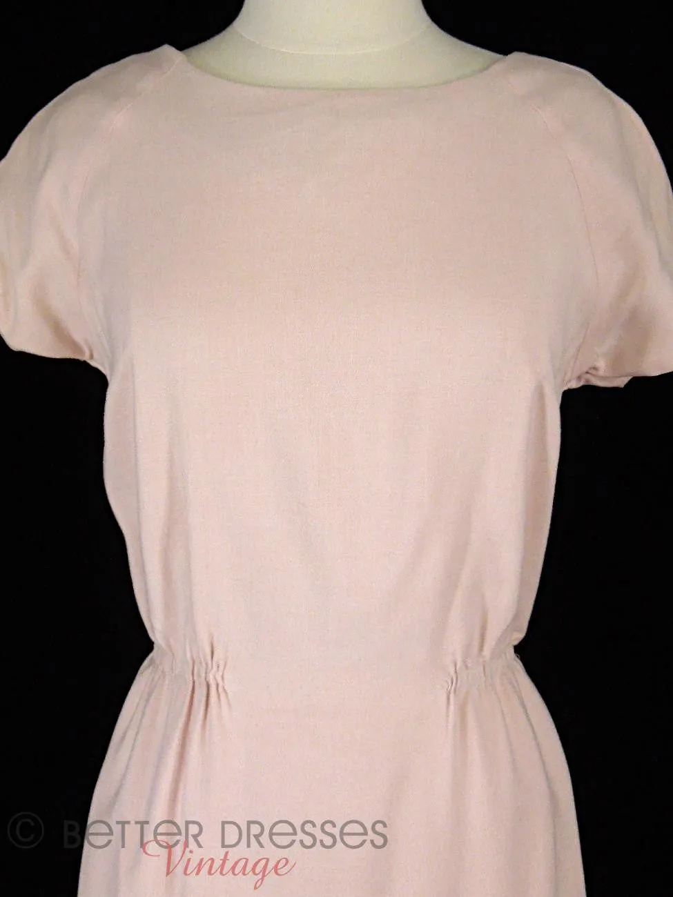 50s Pale Pink Sheath Dress - sm, med