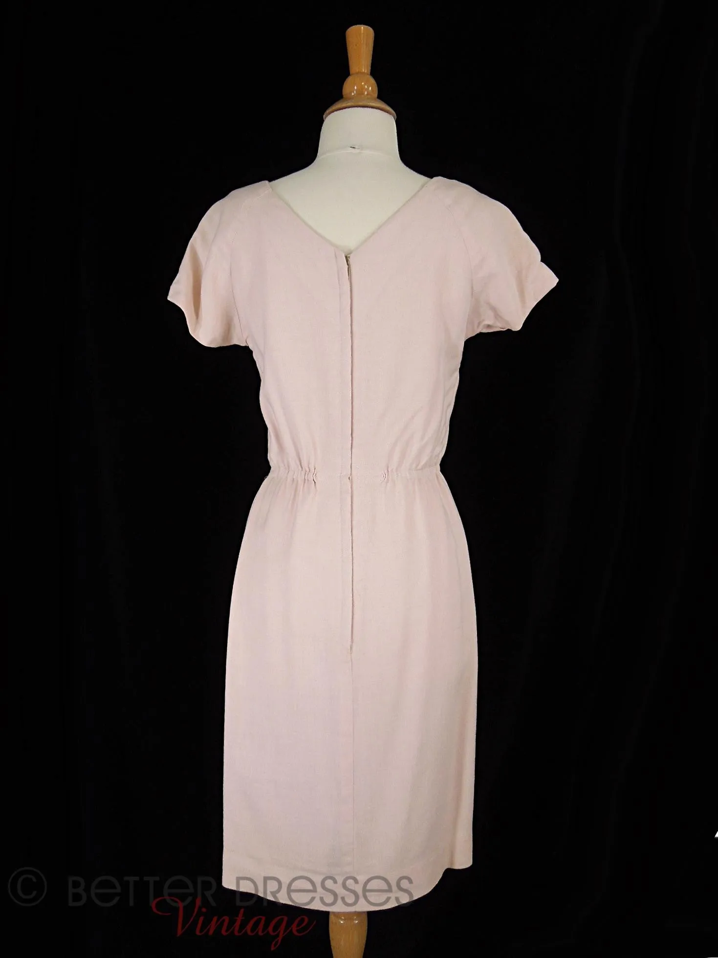 50s Pale Pink Sheath Dress - sm, med