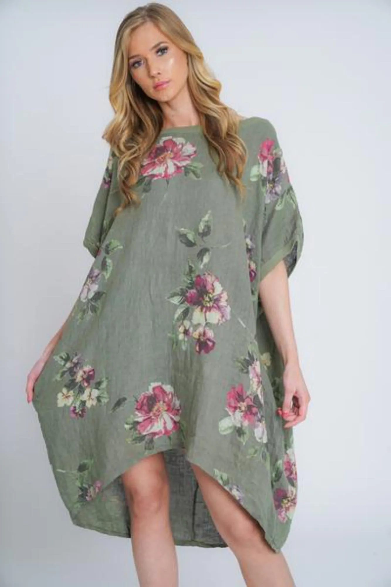 ADELINE Linen Dress KHAKI