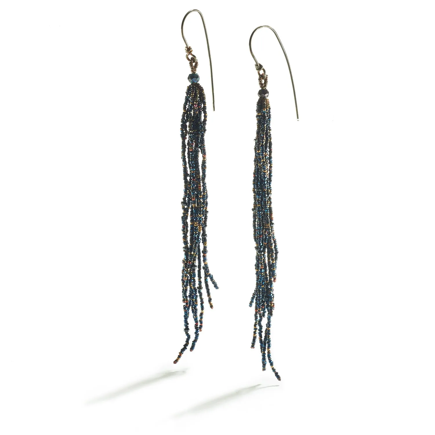 Antique Blue Steel Tassel Earrings