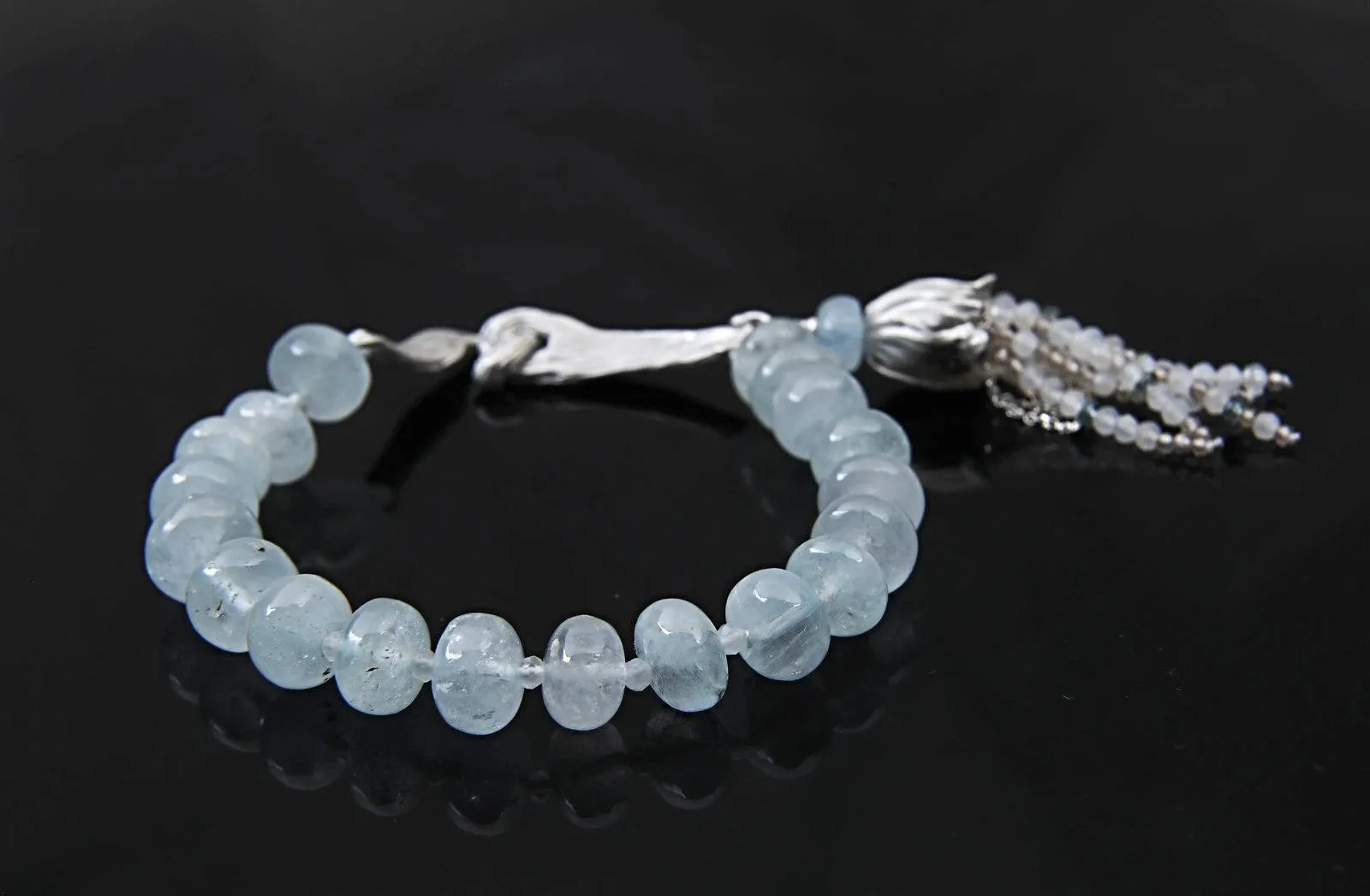 Aquamarine, Moonstone, Topaz, and Silver Bracelet