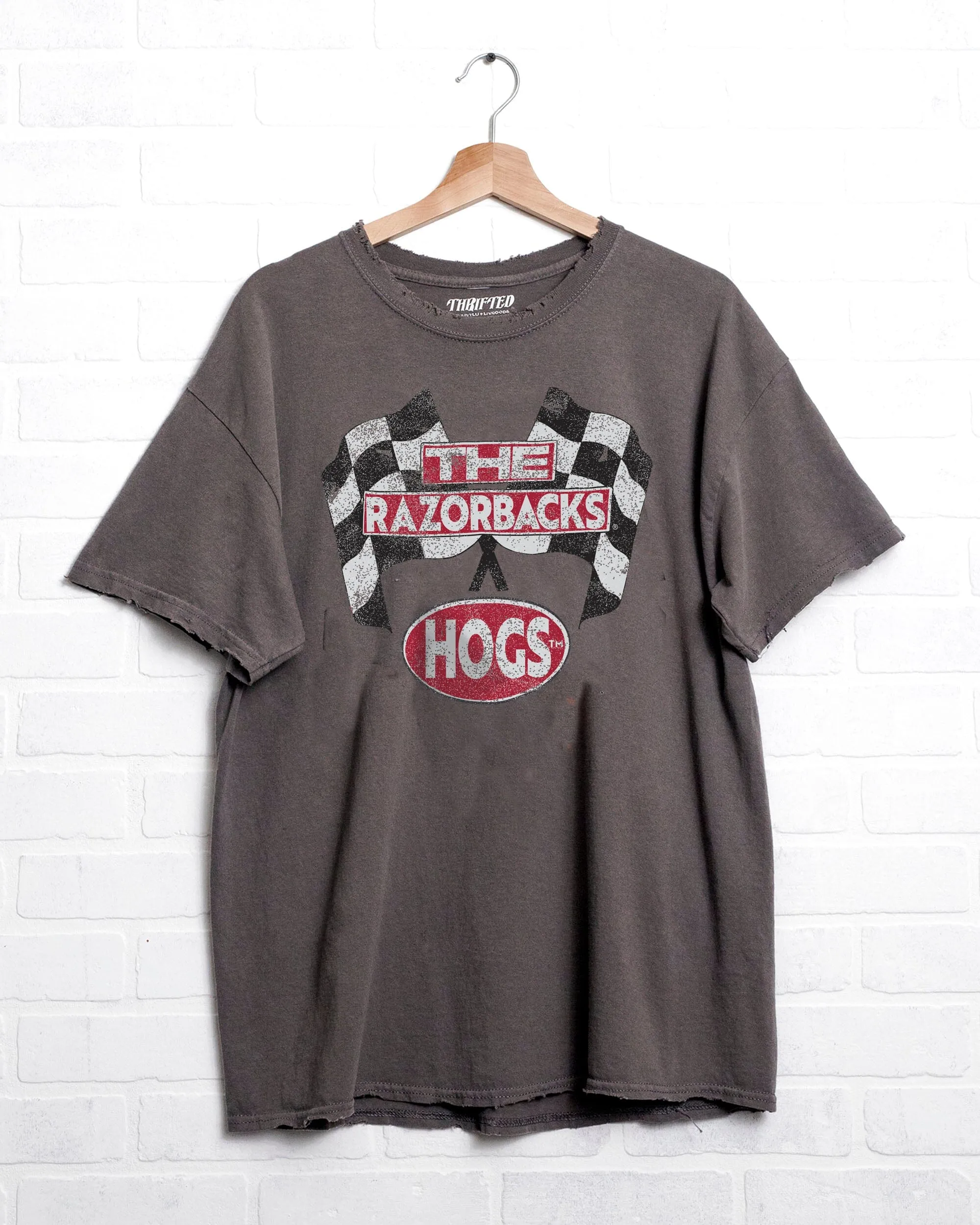 Arkansas Razorbacks Cars Charcoal Thrifted Tee