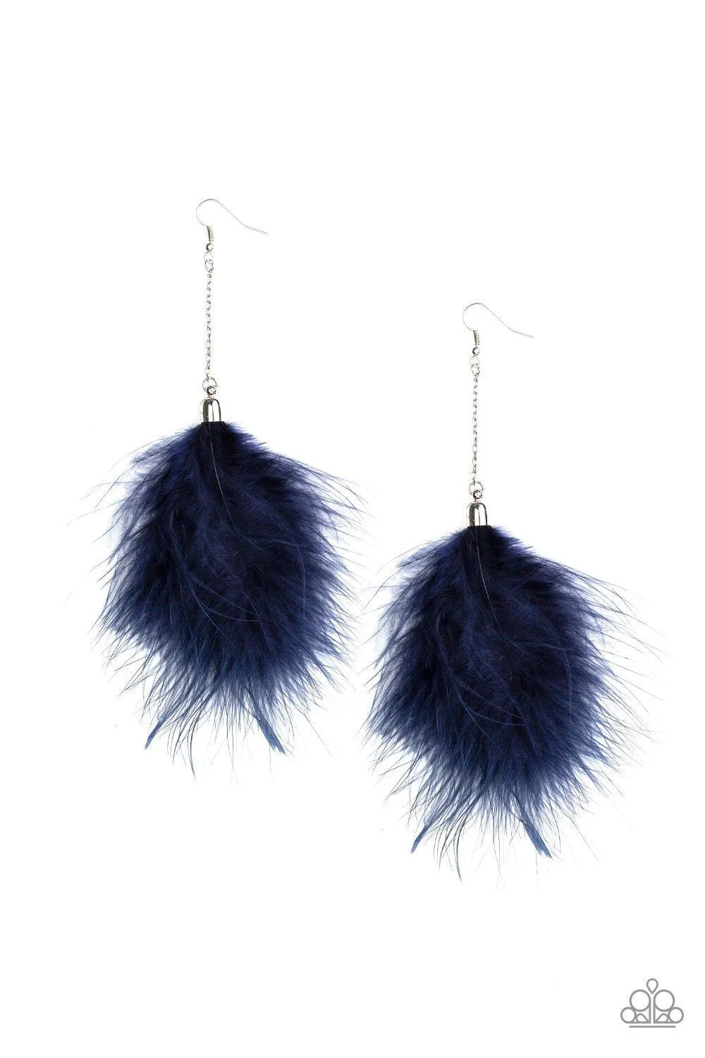 Birds of Paradise Blue Feather Earrings - Paparazzi Accessories