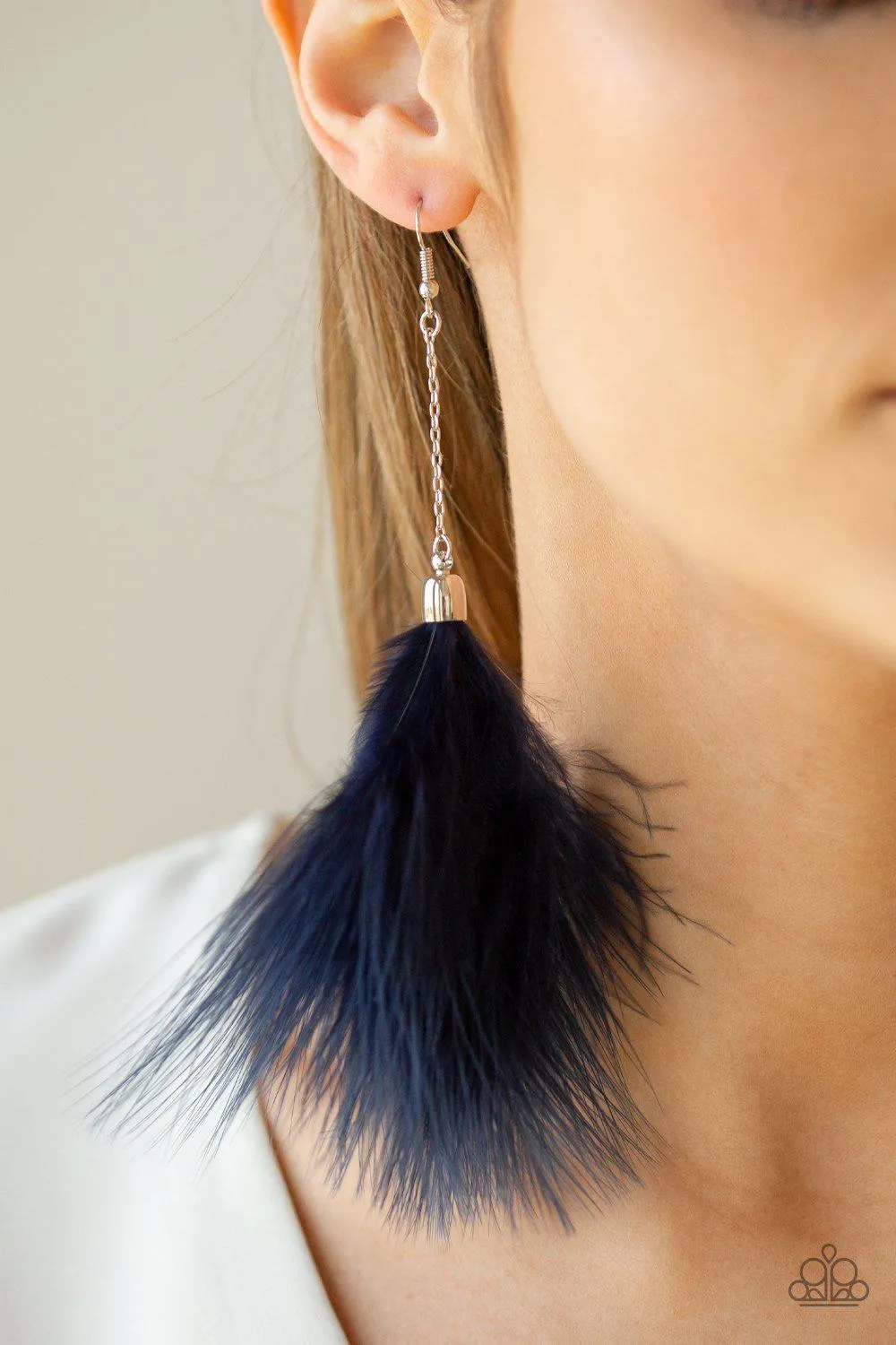 Birds of Paradise Blue Feather Earrings - Paparazzi Accessories