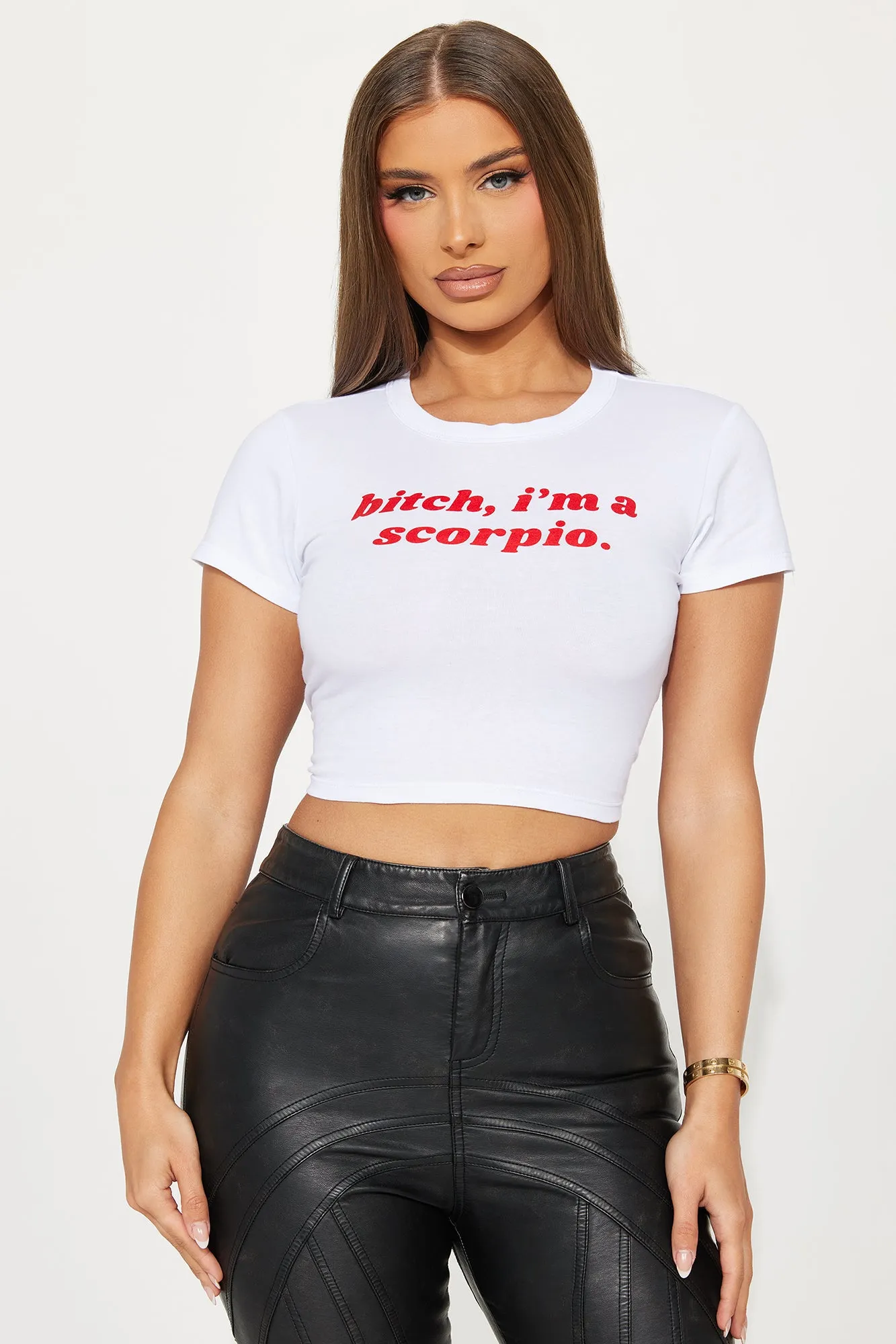 Bitch I'm A Scorpio Fitted Tee - White