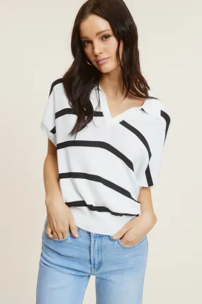 Black and White Striped Top