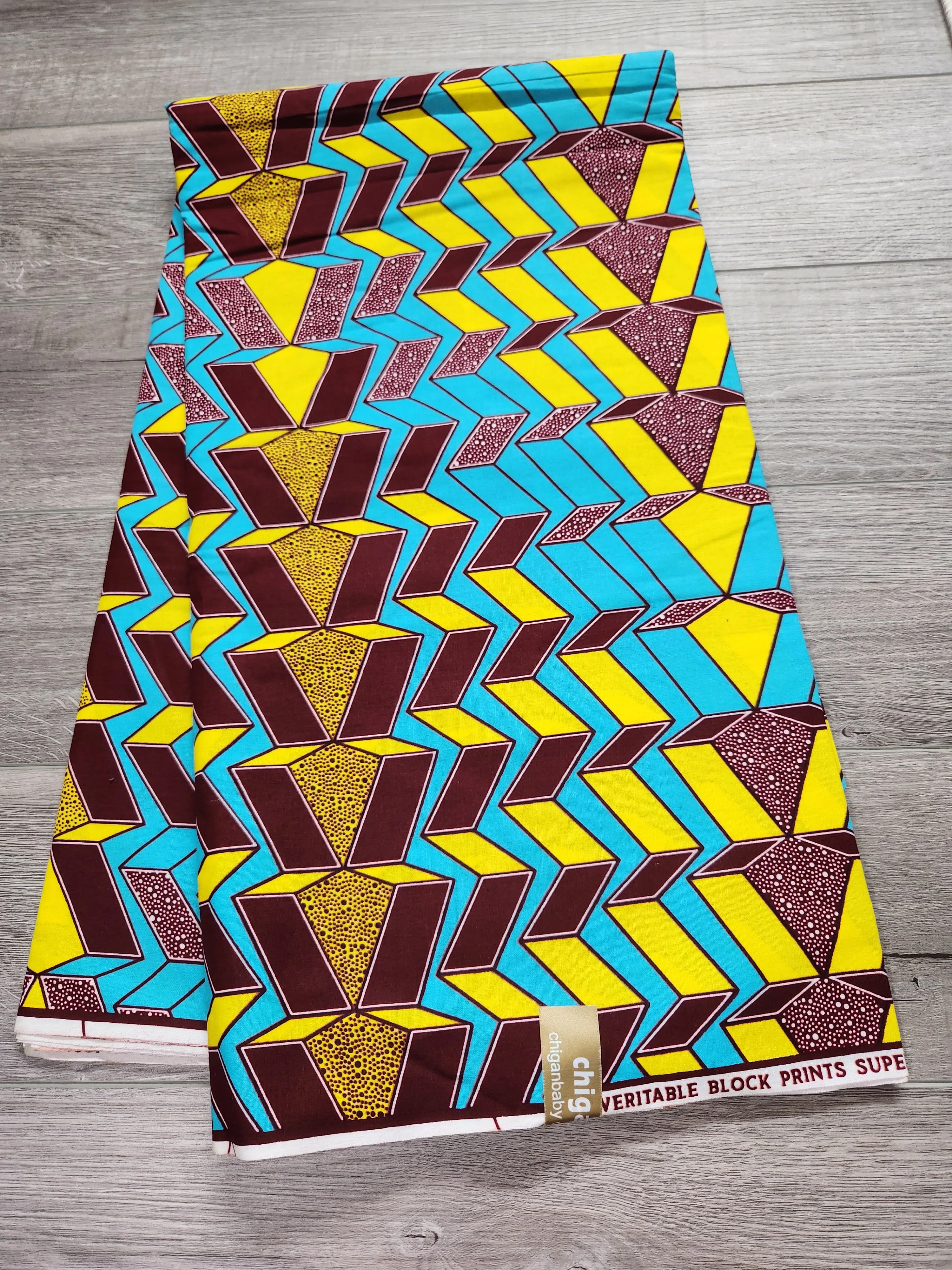 Blue and Brown African Print Fabric, Ankara Fabric