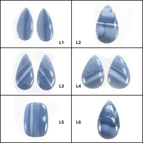 Blue OPAL Gemstone Cabochon : Natural Color Enhanced Blue Opal Bi-Color Pear And Cushion Shape 26*12mm - 43*21mm Pair & 1pc