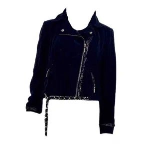 Chanel 06A 2006 Fall Washed Velvet Biker Jacket FR 42