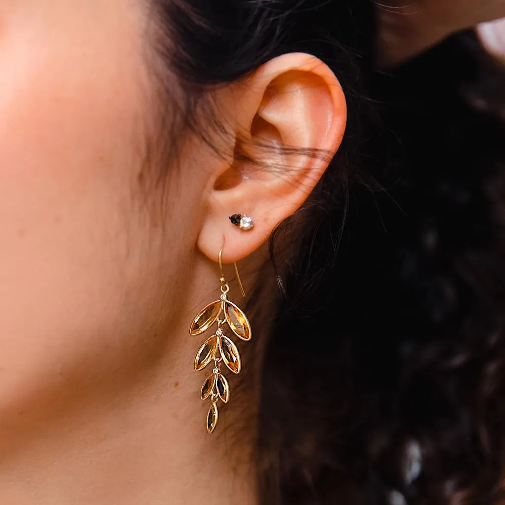 Citrine Anise Earrings with Diamond Details