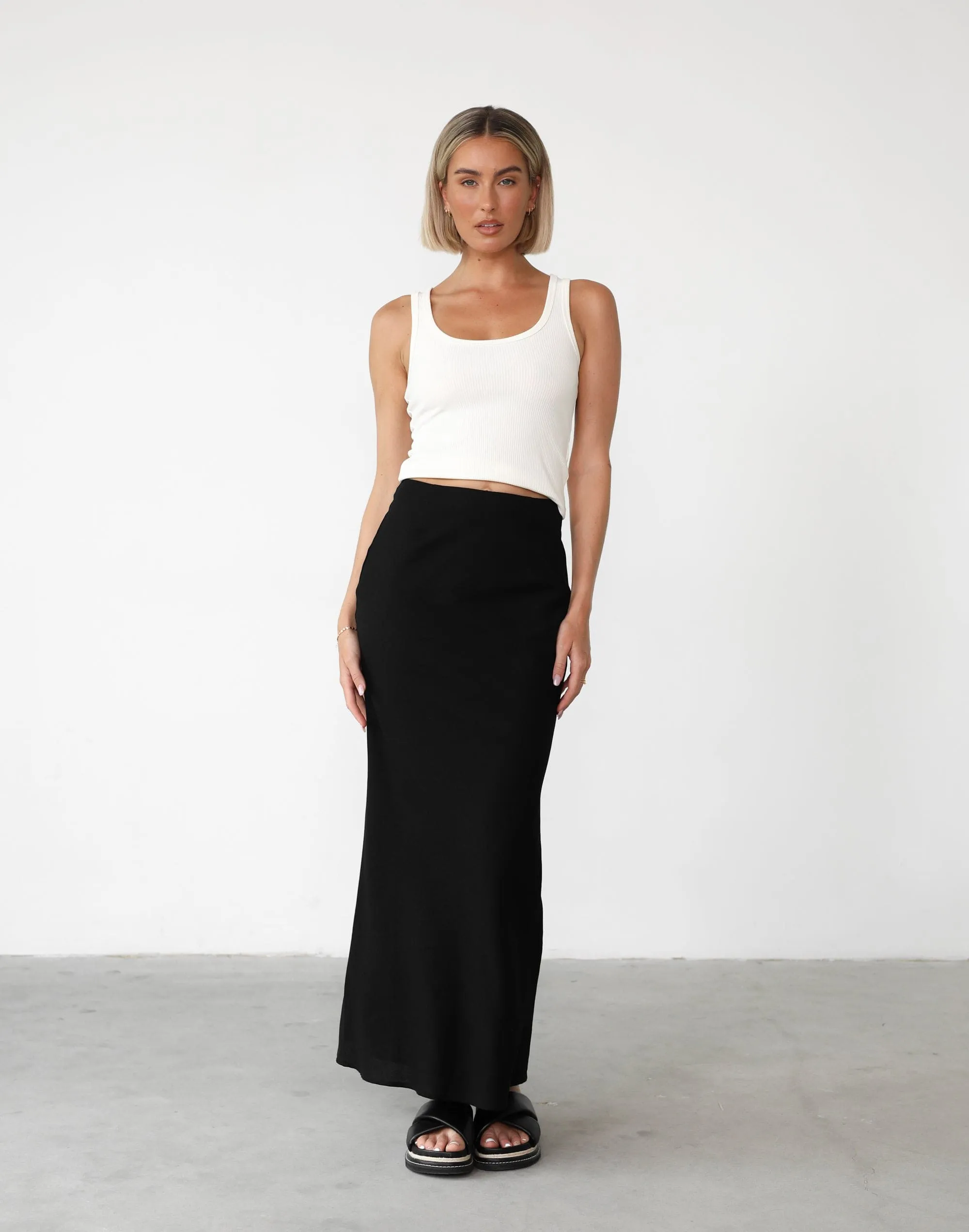 Cleo Linen Maxi Skirt (Black)