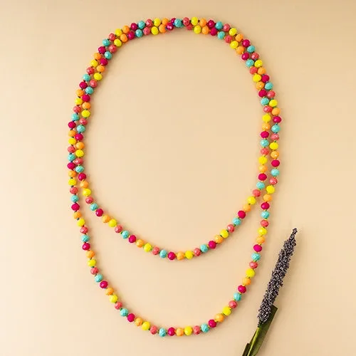 Colorful Neon Crystal Beaded 60" Layering Necklace