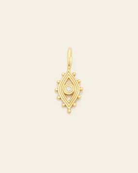 Crystal Beaded Evil Eye Pendant - Gold Vermeil