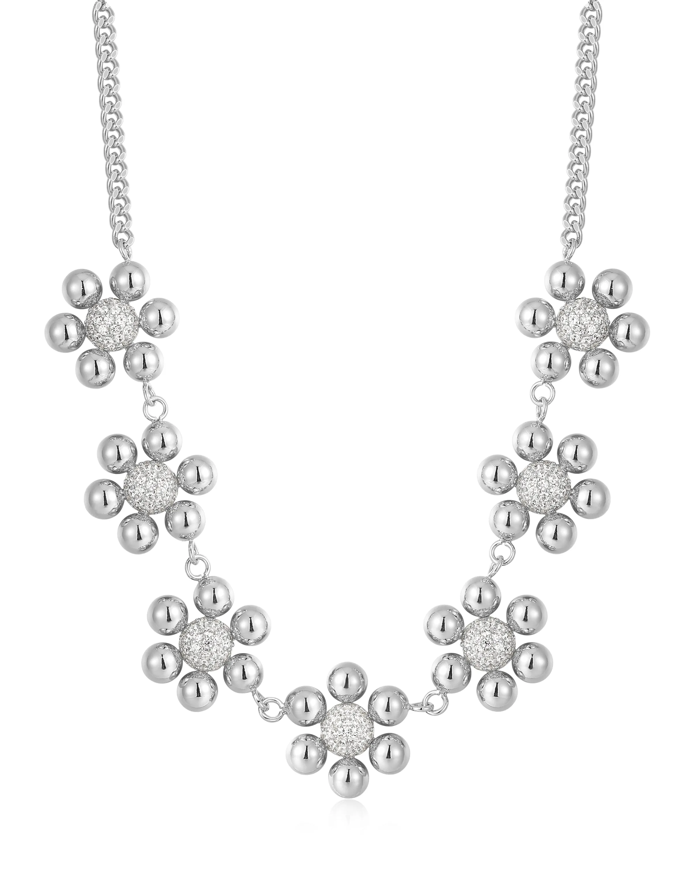 Daisy Statement Necklace- Silver