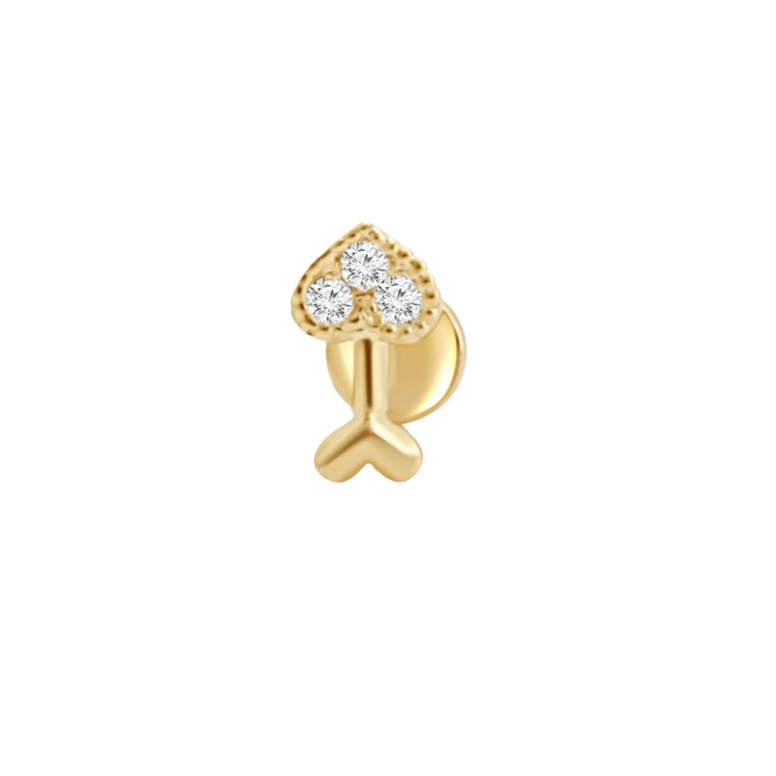 Diamond Heart Cupid's Arrow Flat Back Stud