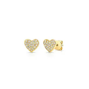 Diamond Heart Studs in Yellow Gold