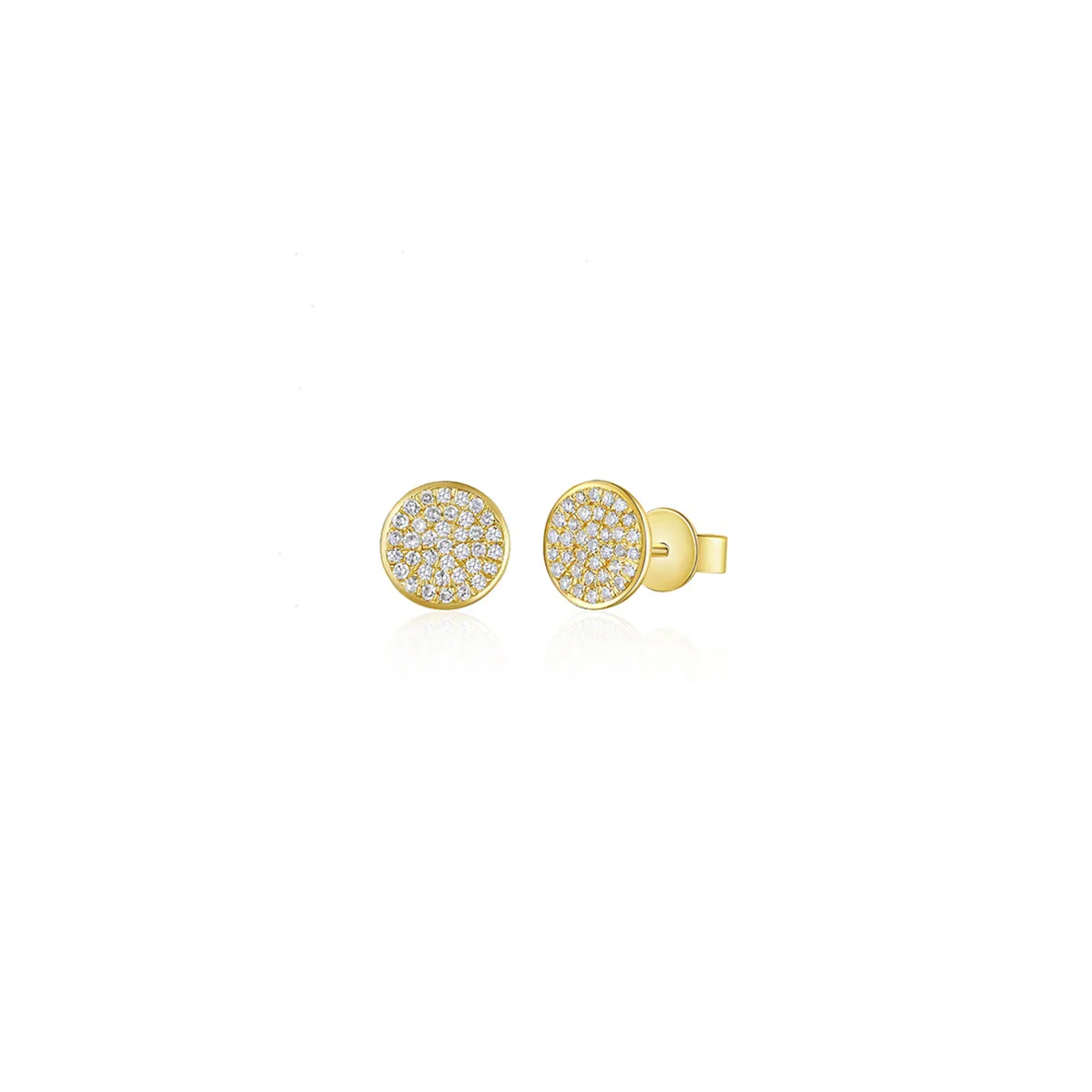 Diamond Pave Disc Earrings in Yellow Gold with Diamonds