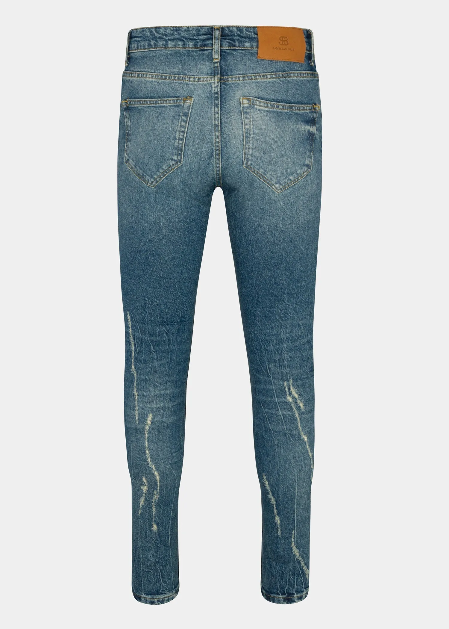 Distressed Blue Skinny Fit Jeans