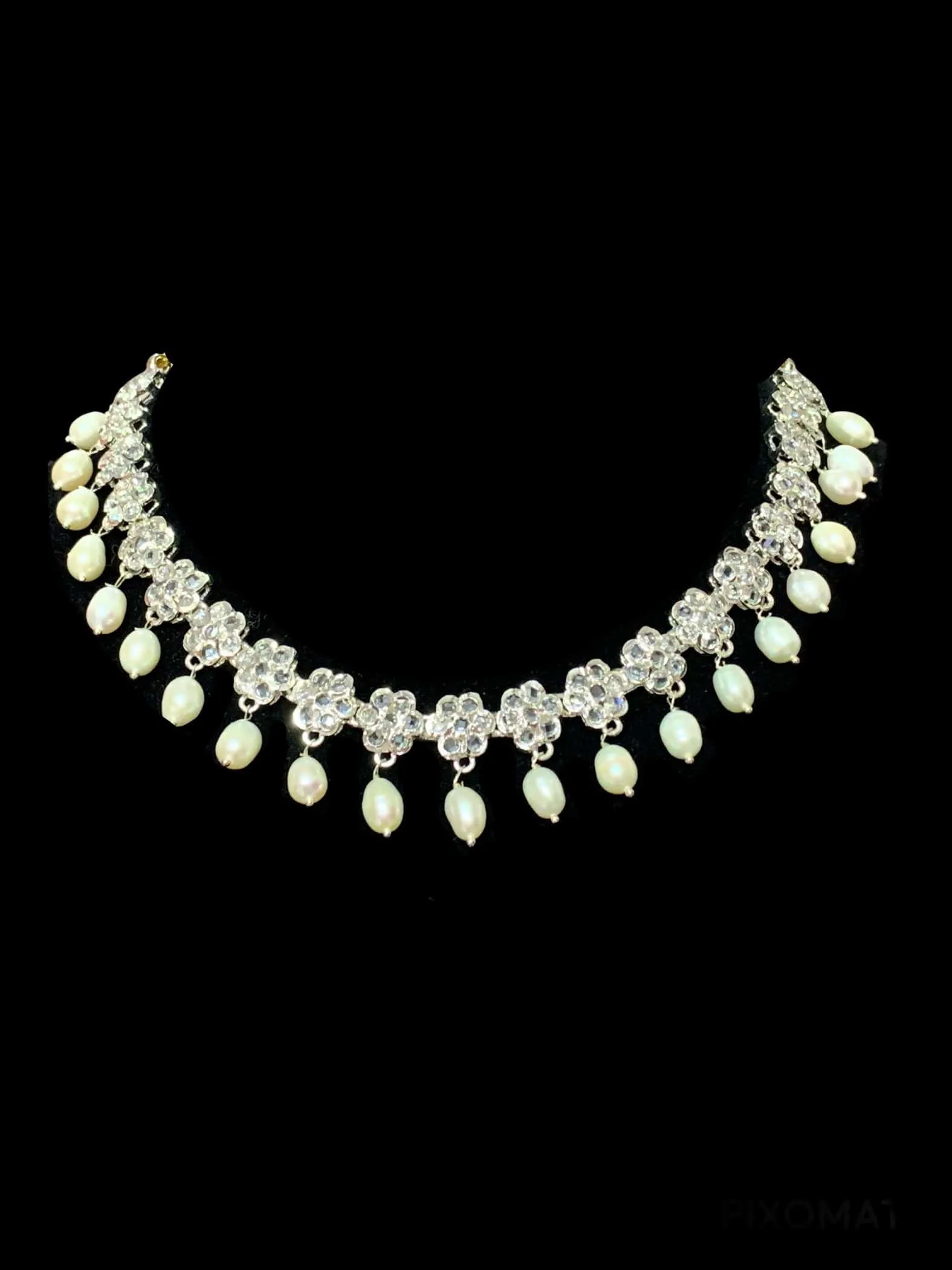 DNS61 Meenaz silver plated fresh water pearl necklace ( READY TO SHIP  ) (Copy)