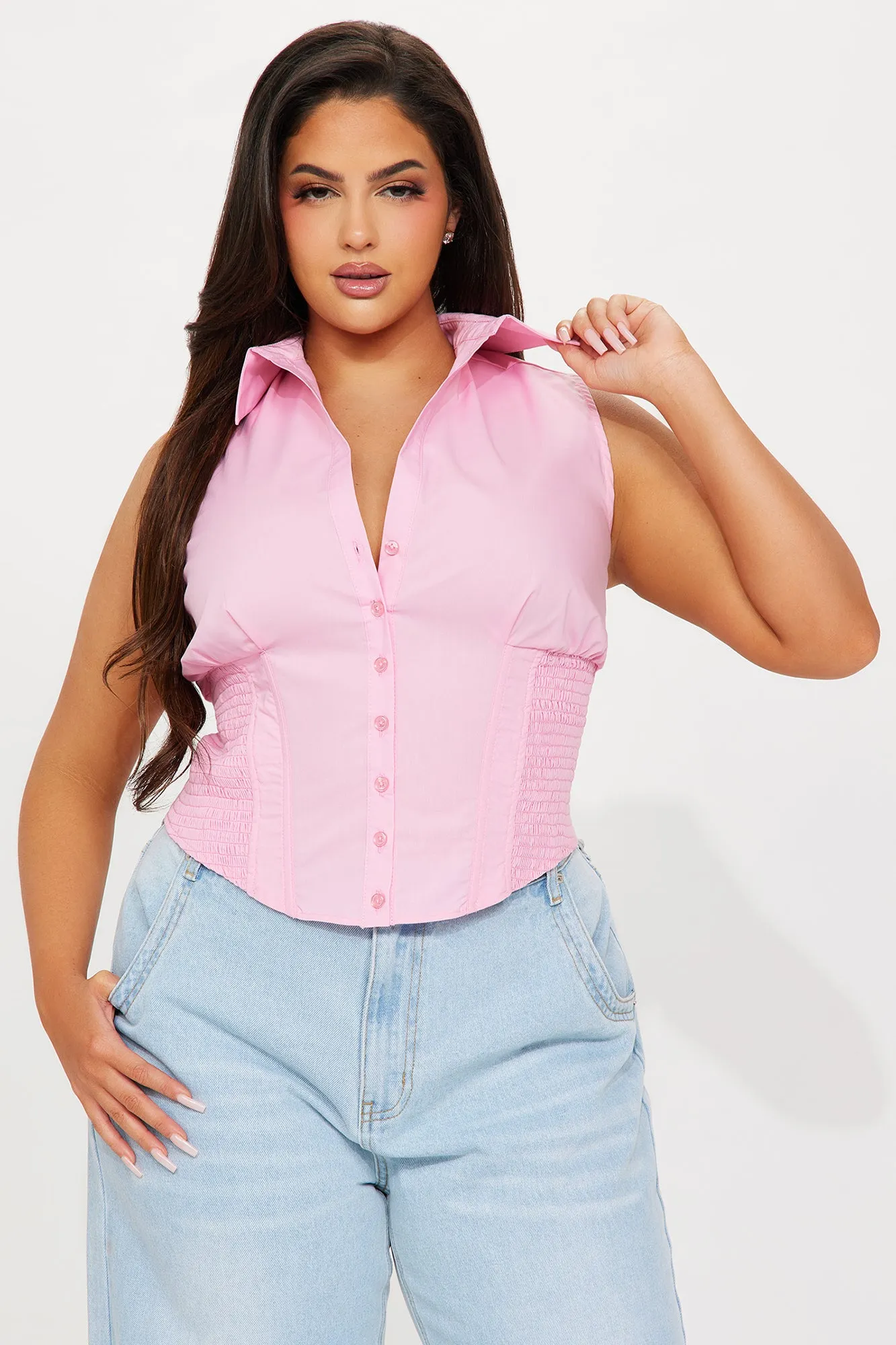 Endless Talks Sleeveless Corset Top - Pink