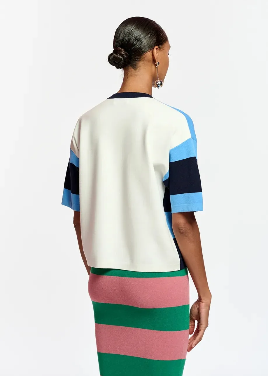 Essentiel Antwerp Blue and navy blue striped knit sweater