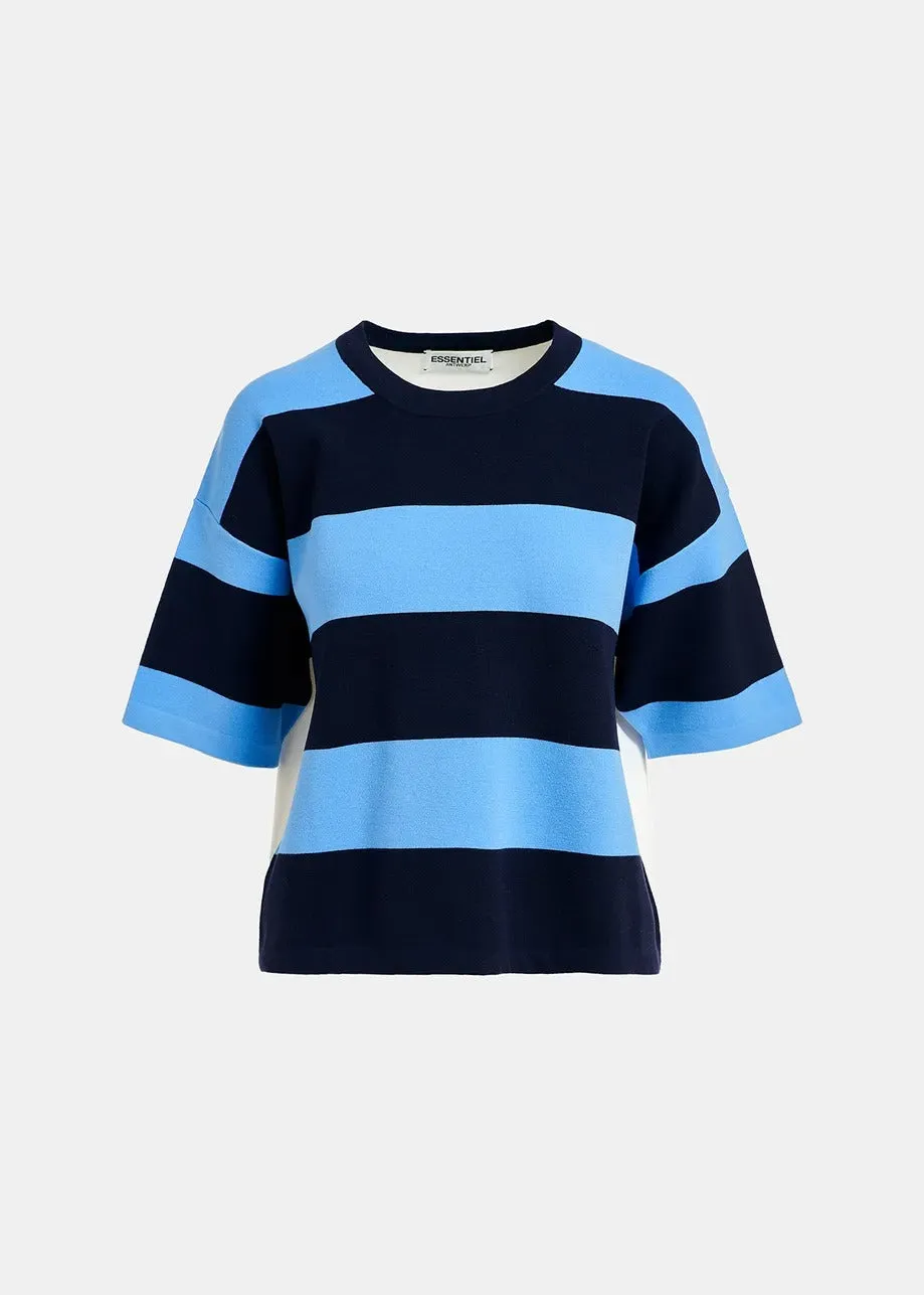 Essentiel Antwerp Blue and navy blue striped knit sweater