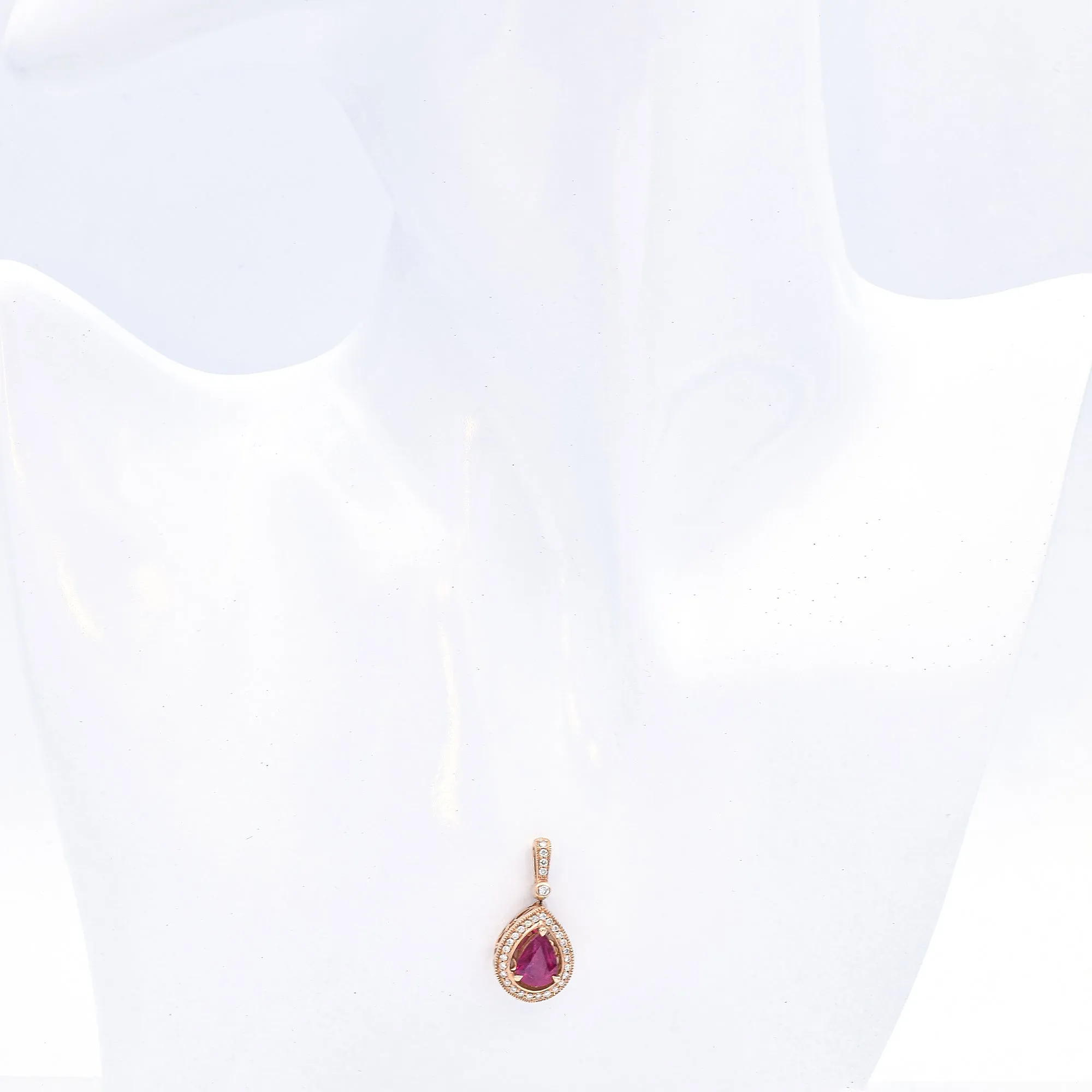 Estate 14K Yellow Gold 1.92 Ct Ruby & 0.27 TCW Diamond Pear Pendant