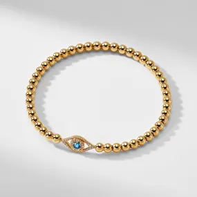 EVIL EYE BEADED METAL STRETCH BRACELET