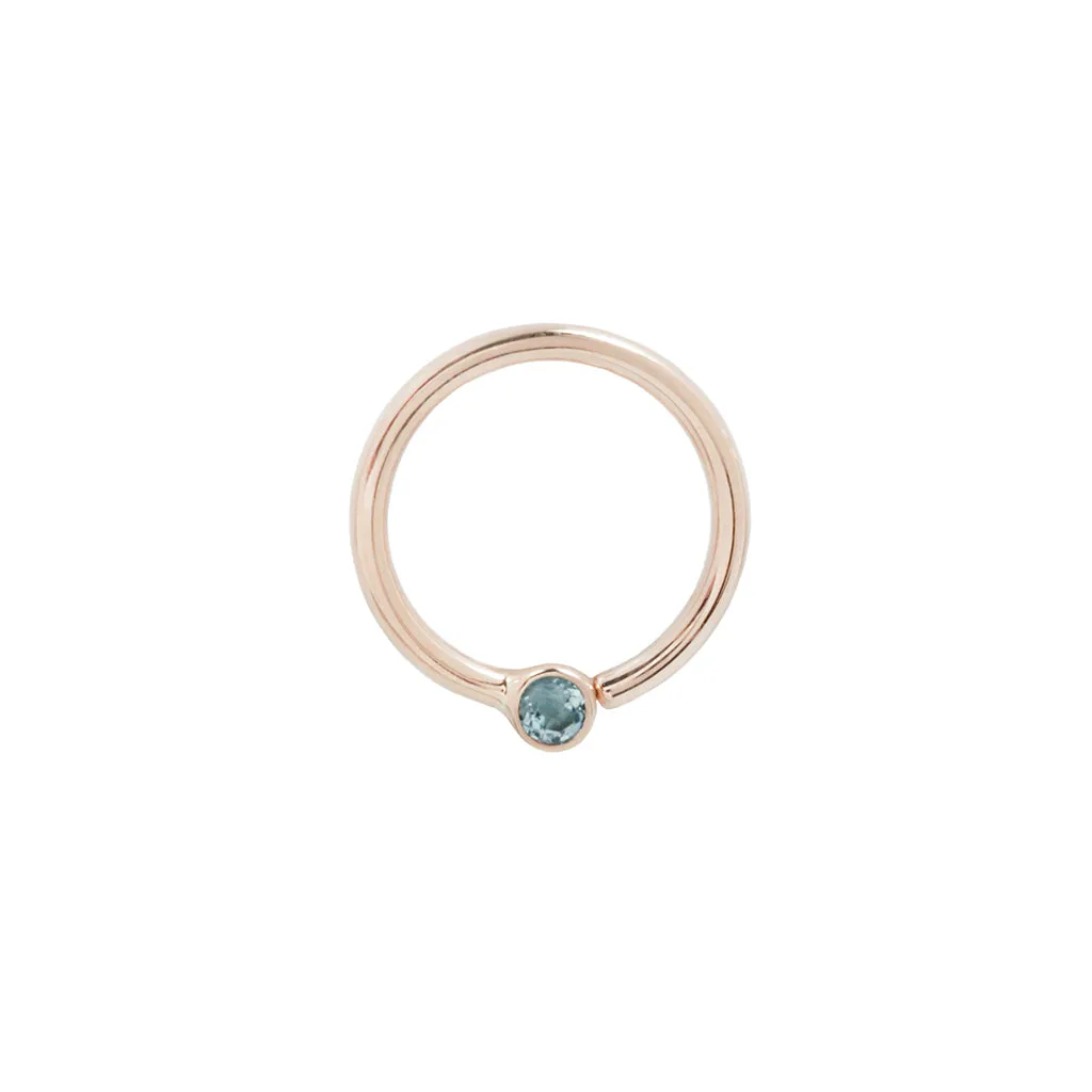 Fixed Bezel Bead Ring 2mm London Blue Topaz