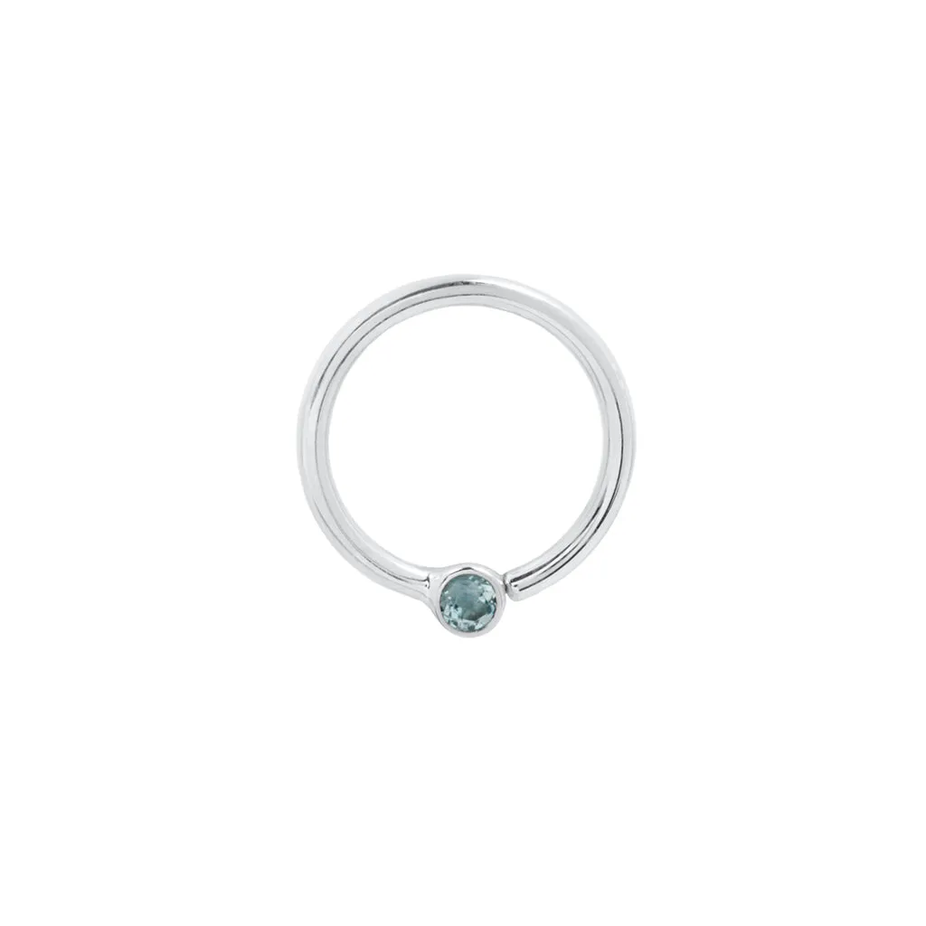 Fixed Bezel Bead Ring 2mm London Blue Topaz