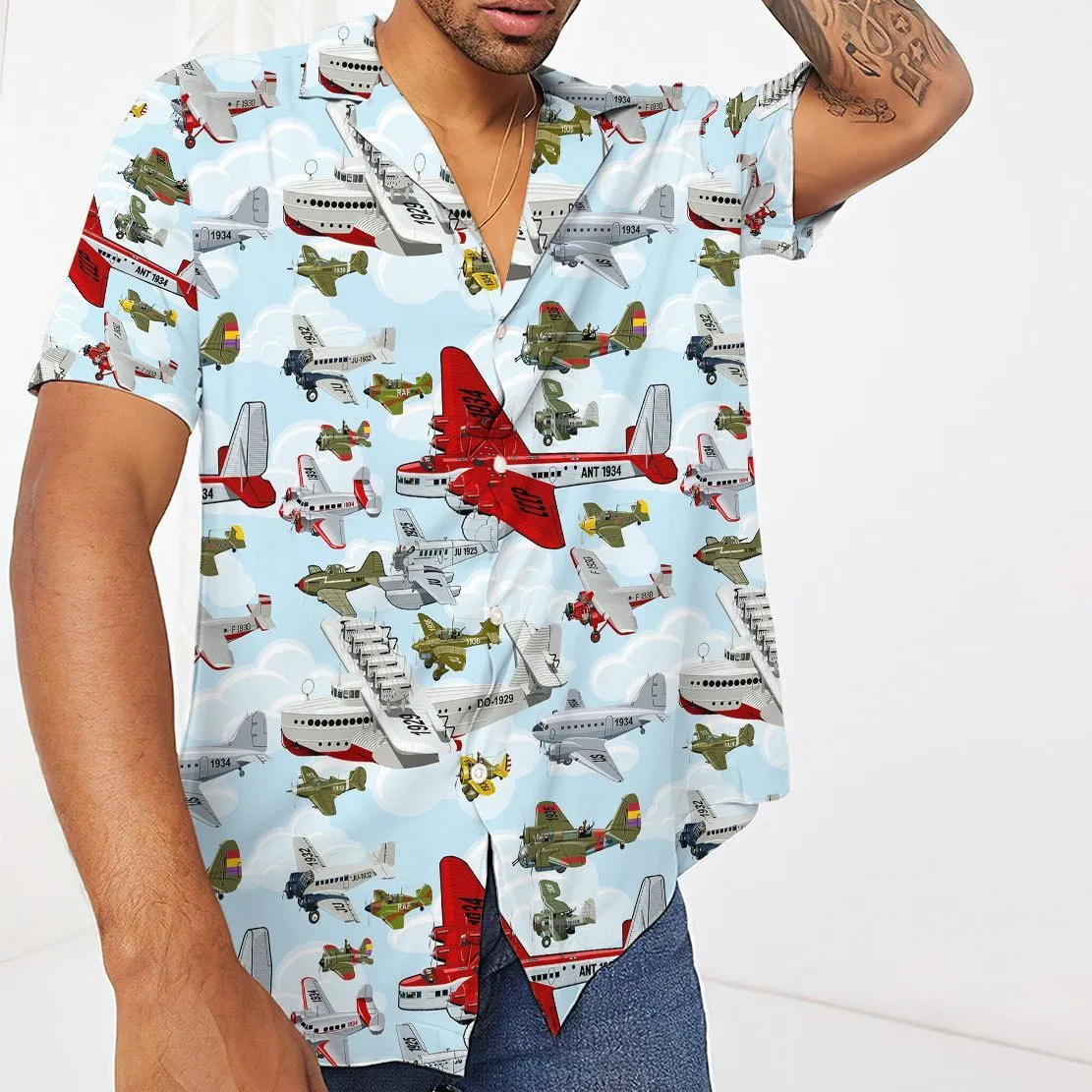 Gearhuman 3D Aircraft Pattern Hawaii Shirt