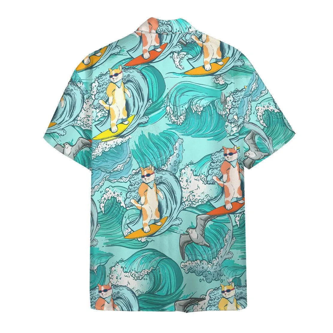 Gearhuman 3D Cat Surfing Hawaii Shirt