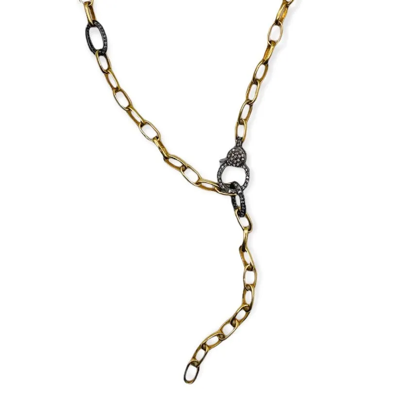 Gold, Silver & Pave Diamond Lariat