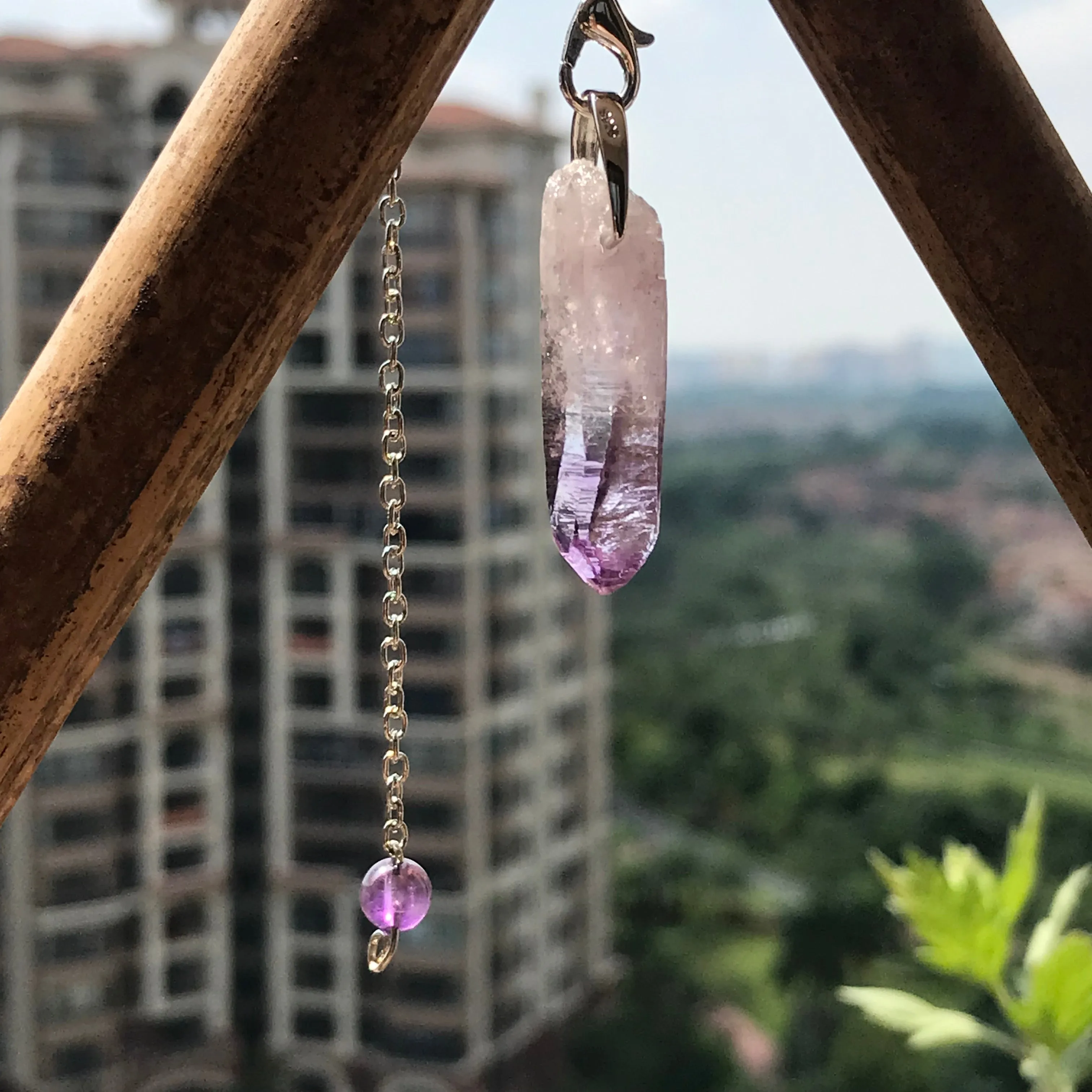 Healing Master High Quality Vera Cruz Amethyst Pendulum Necklace Handmade with 925 Sterling Silver Adjustable Fashion Jewelry Crown Chakra