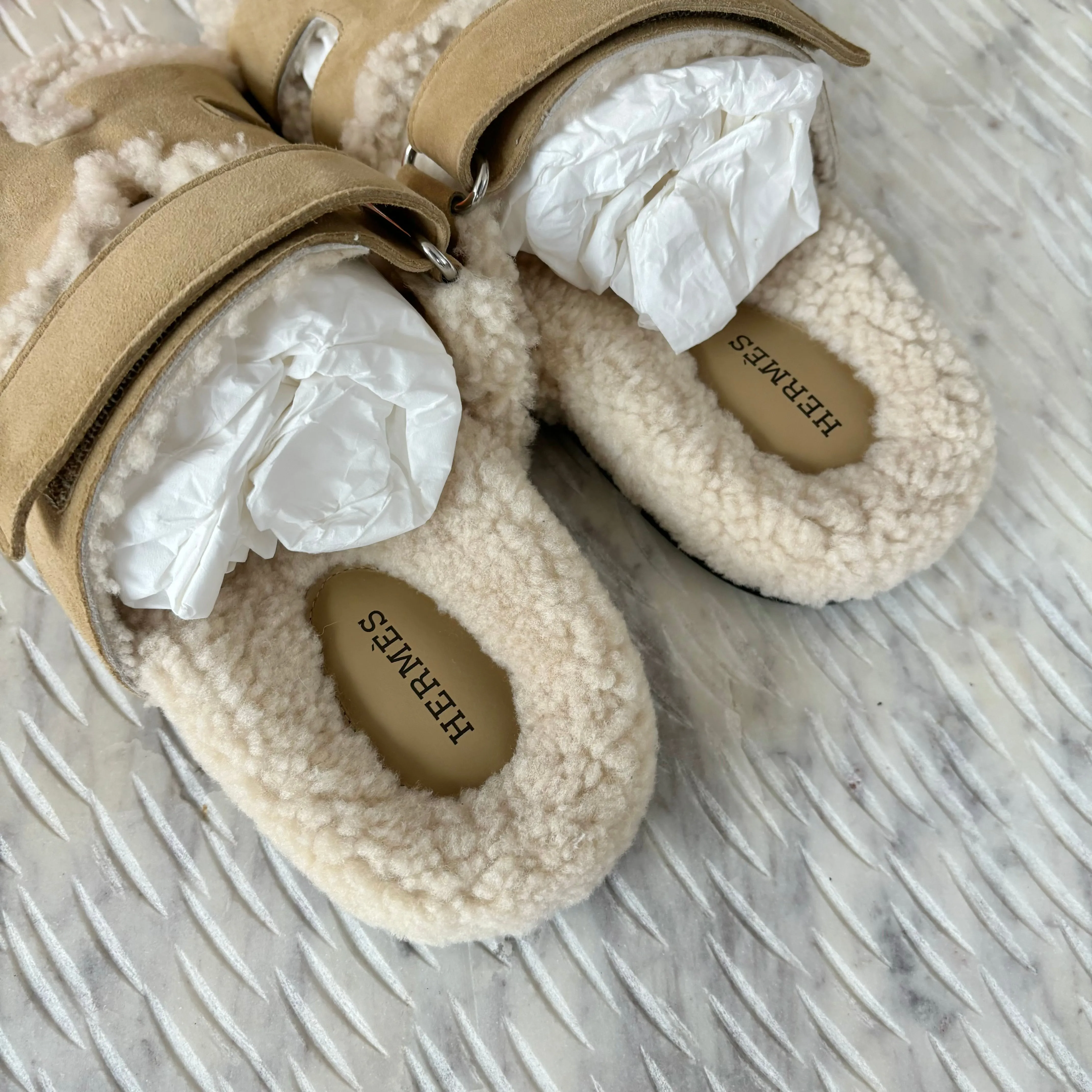 Hermes Chypre Shearling Sandals