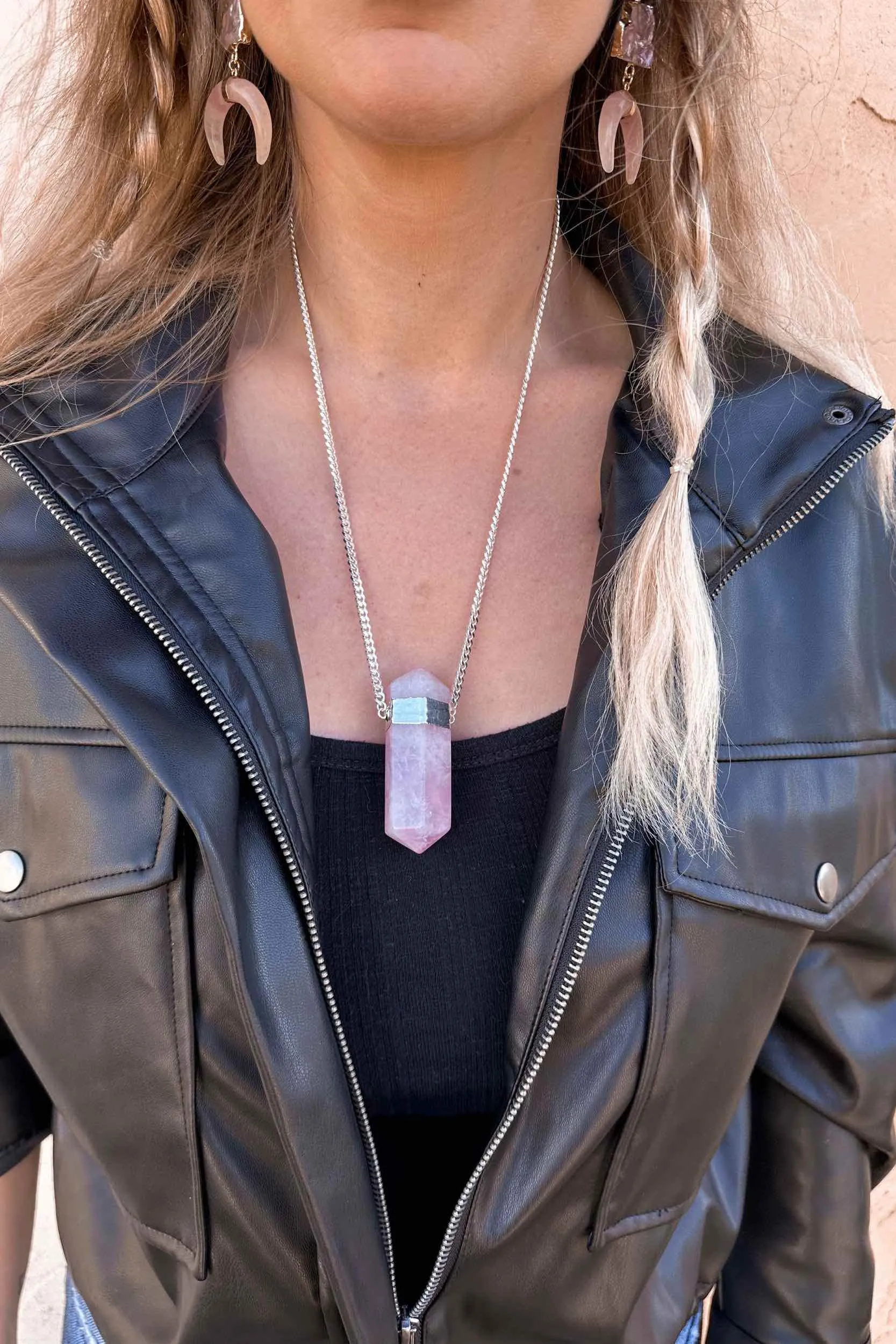 I Am Love Rose Quartz Crystal Necklace