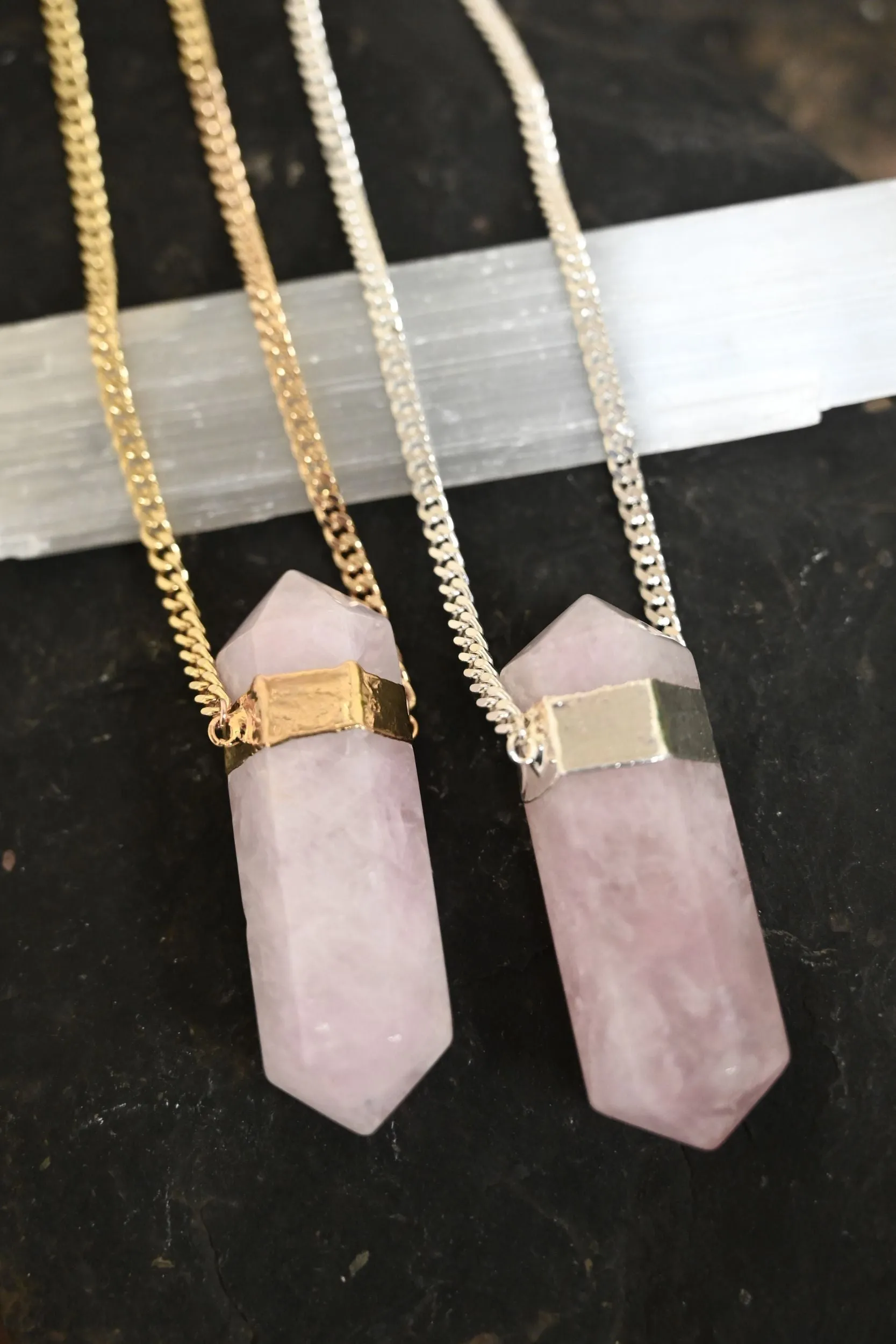 I Am Love Rose Quartz Crystal Necklace