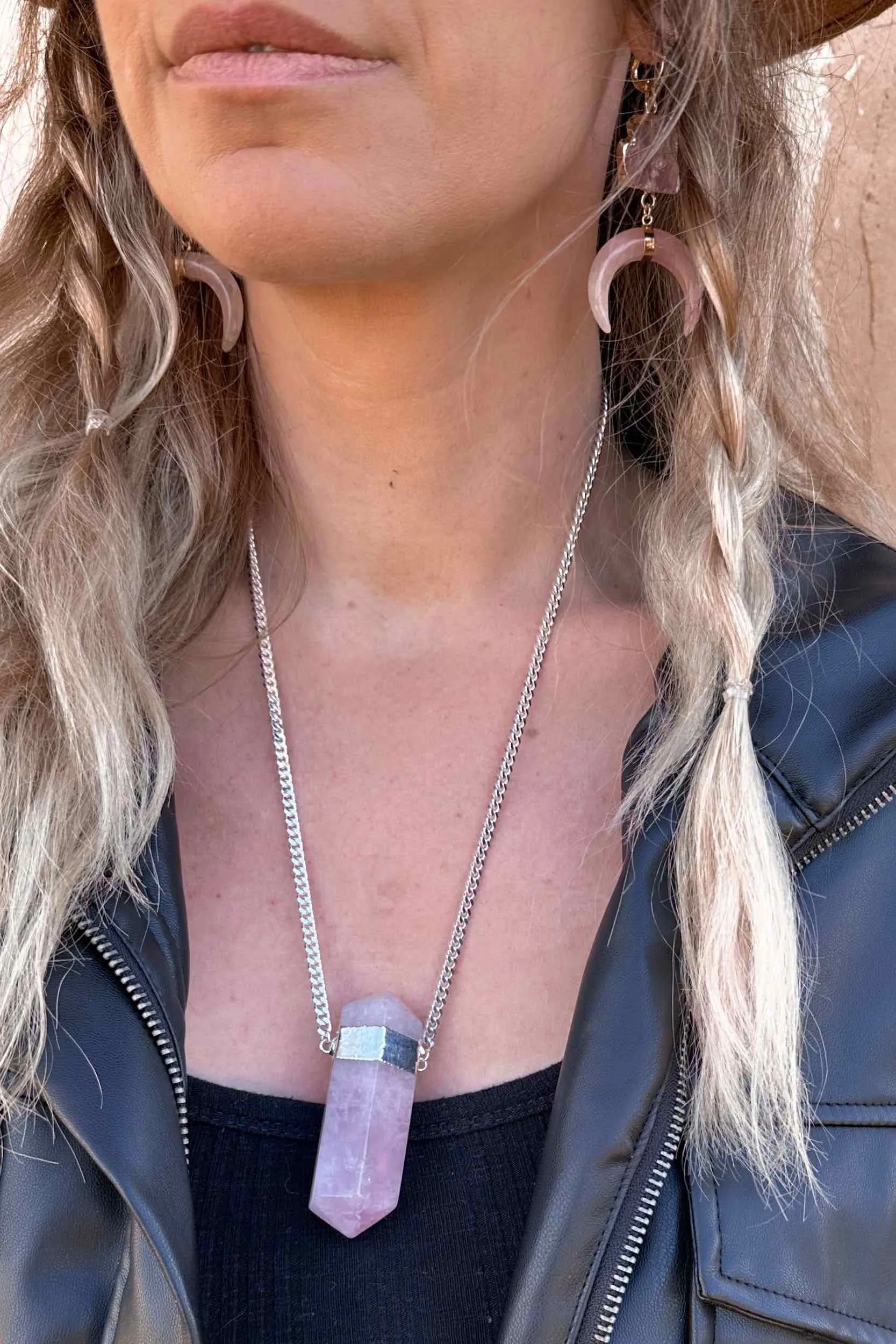 I Am Love Rose Quartz Crystal Necklace