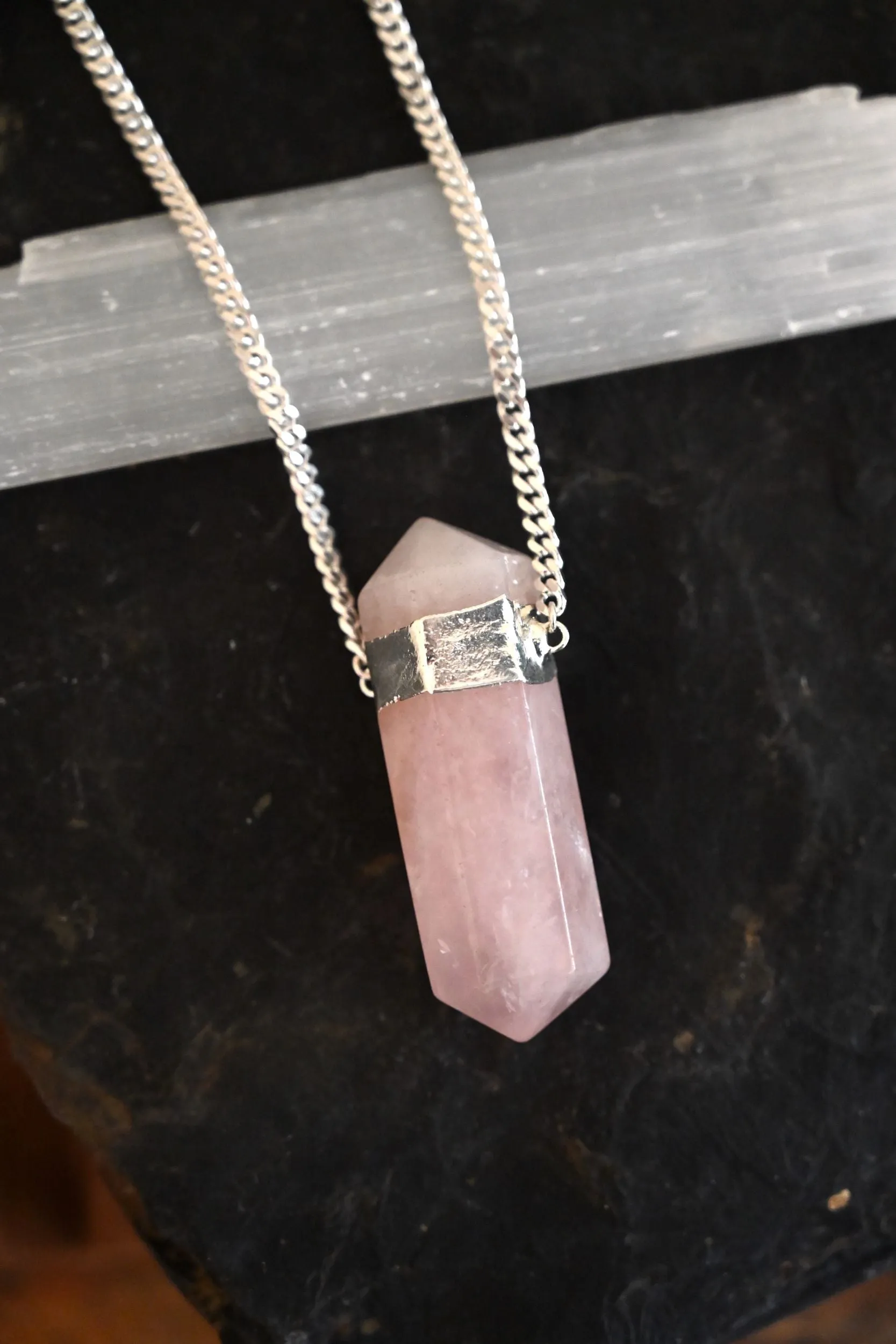 I Am Love Rose Quartz Crystal Necklace