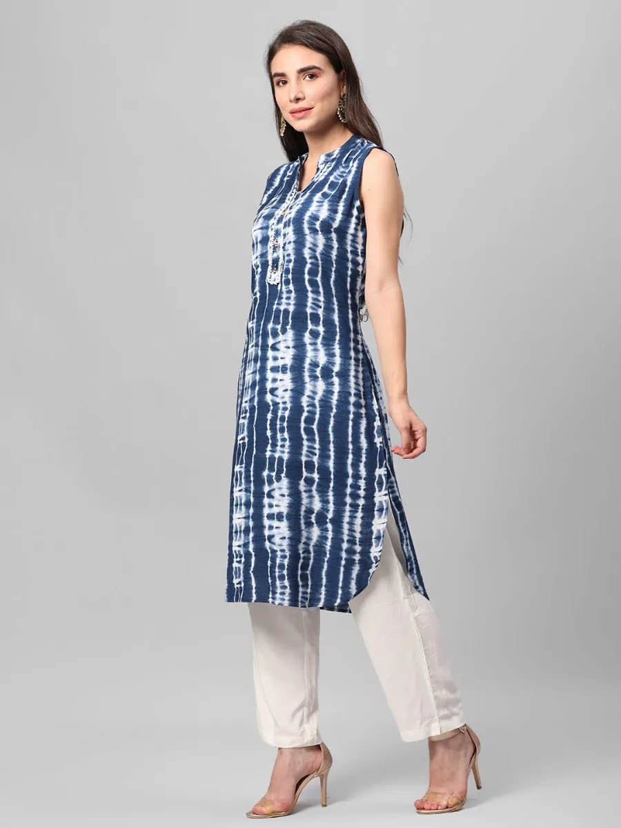 Indigo Blue Stripes Printed Kurta