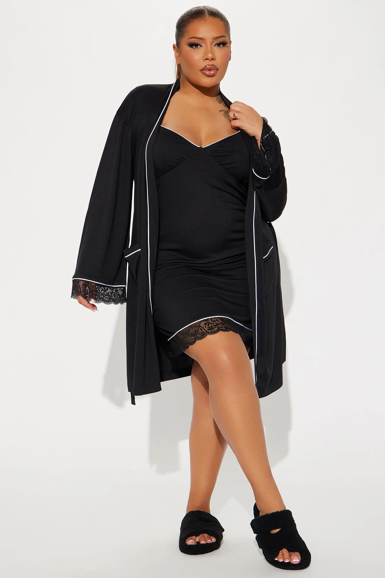 Just Dream PJ Robe Set - Black